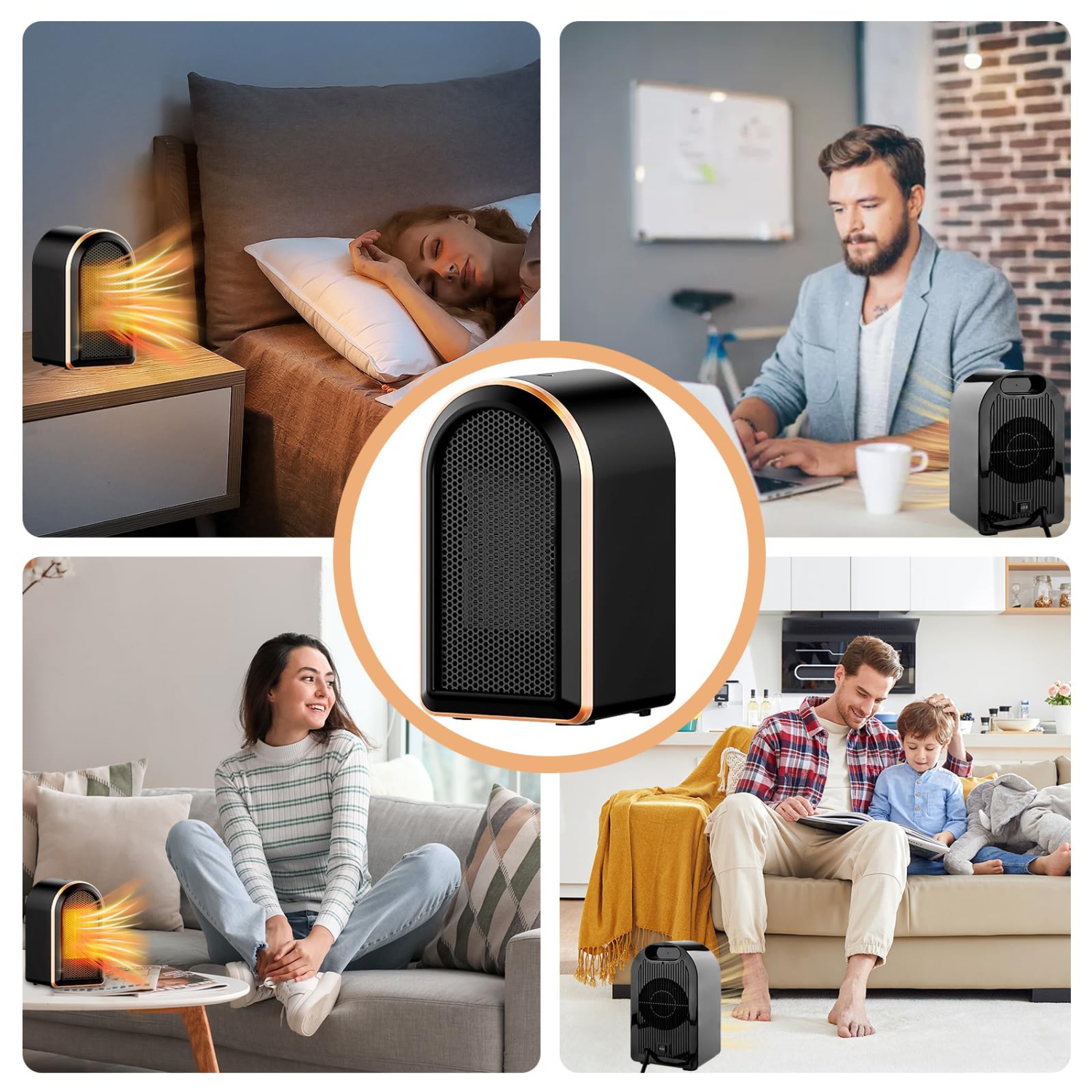 Electric Heater, 1200W PTC Ceramic Fan Heaters, Portable Fast Heating for Home Low Energy Silent, Energy Efficient Space Heater