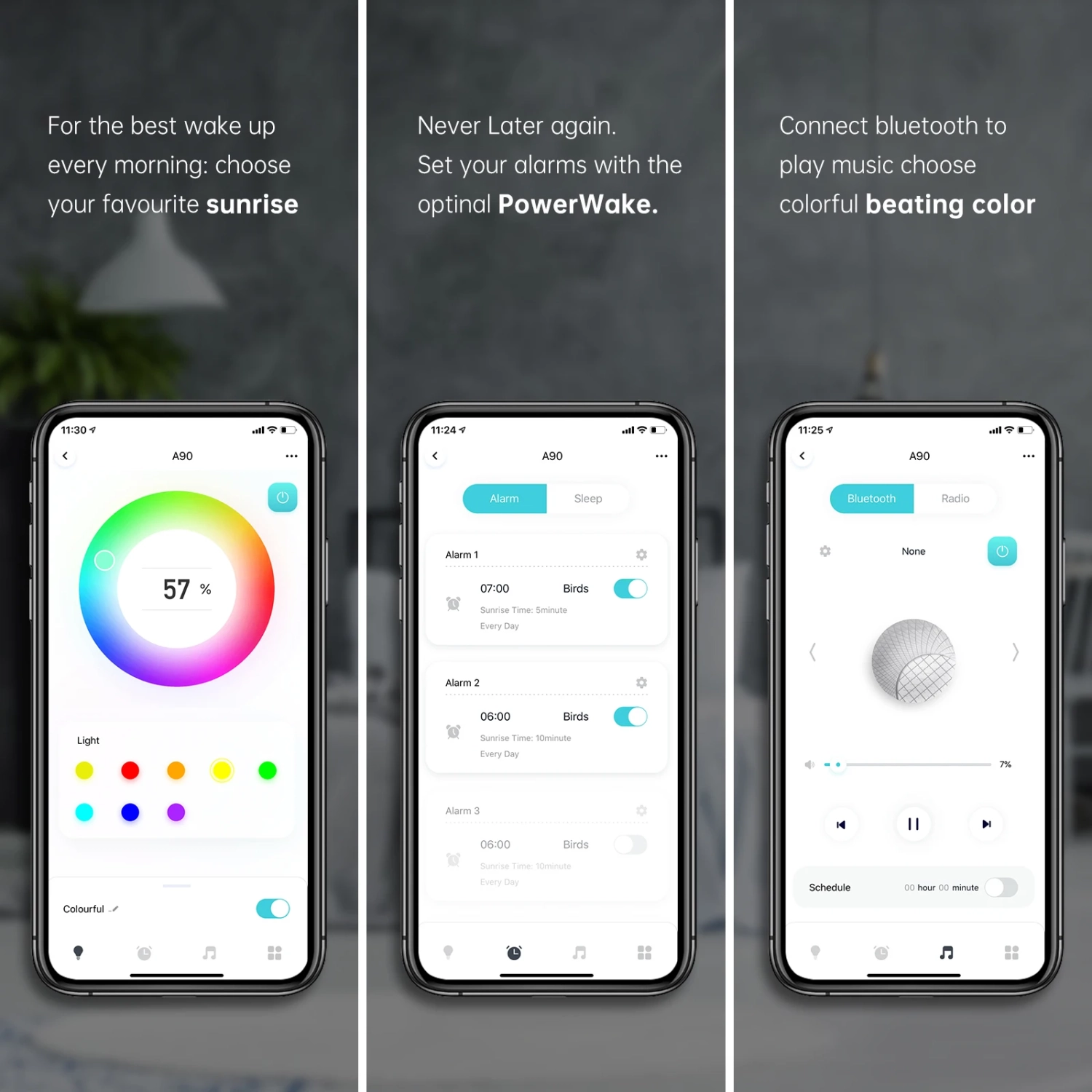 Sunrise Alarm Clock WiFi Smart APP Wake Up Clock Light Simulation Dual Alarm FM Radio Adjustable Light Bluetooth Bedroom Bedside