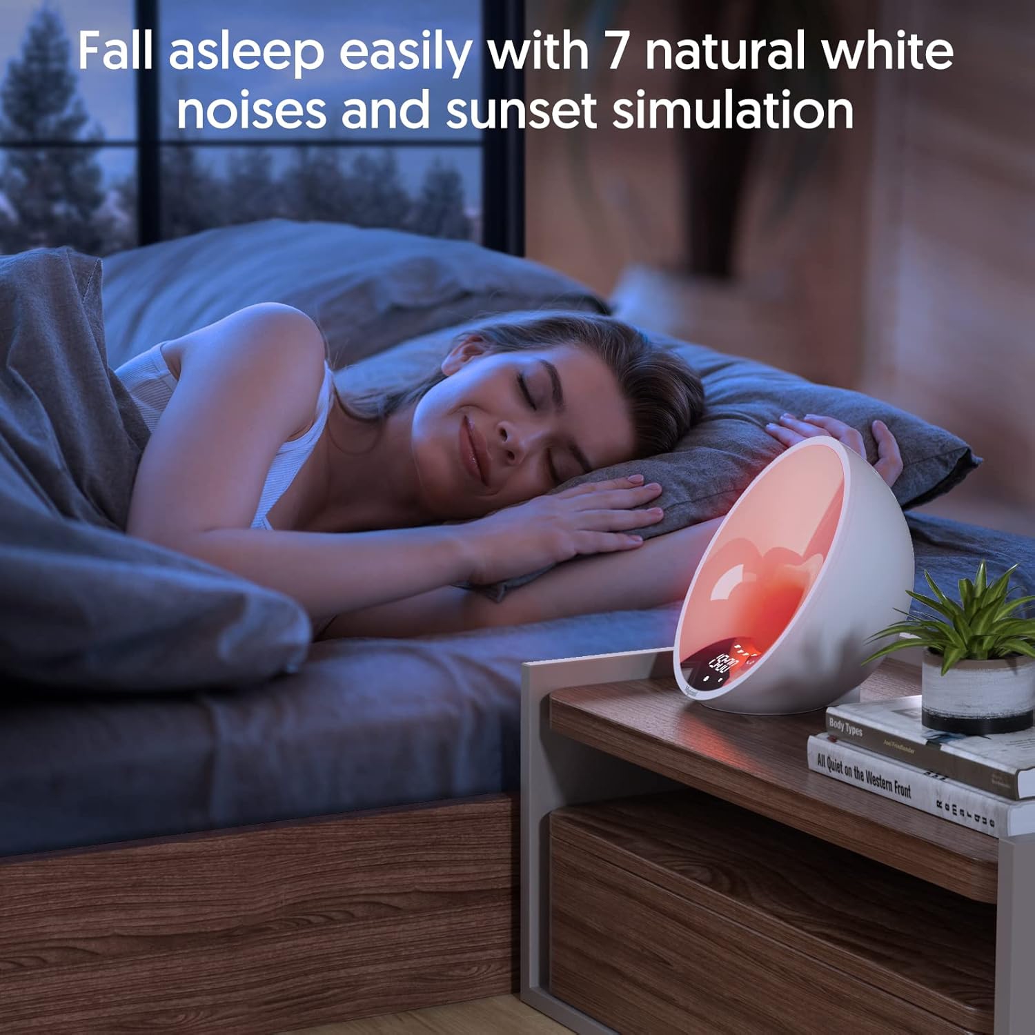 Sunrise Alarm Clock WiFi Smart APP Wake Up Clock Light Simulation Dual Alarm FM Radio Adjustable Light Bluetooth Bedroom Bedside