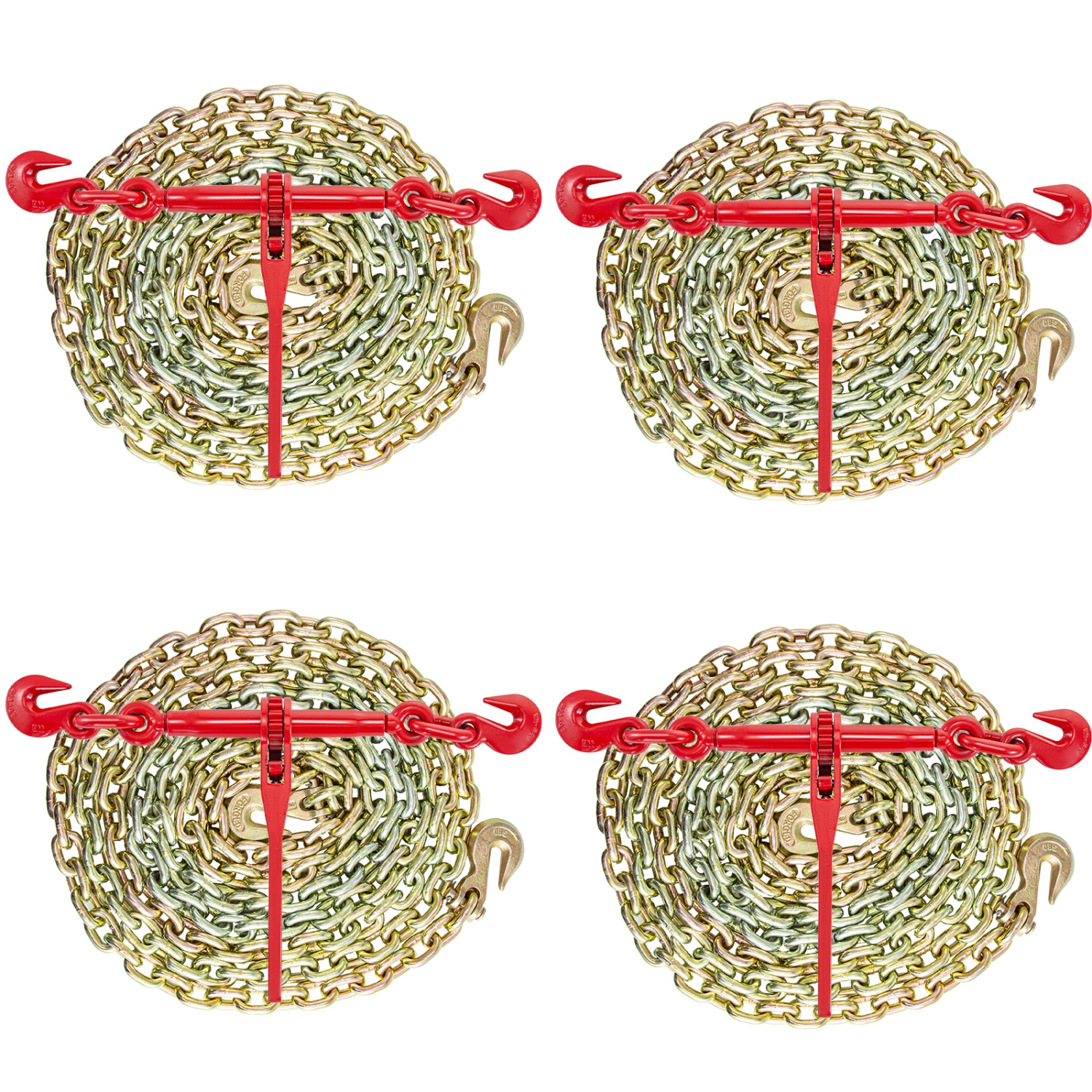 VEVOR 3/8in-1/2in Chain and Binder Kit, Ratchet Load Binders 9215lbs Working Strength, Ratchet Binders and Chains, 3/8in x 10ft Chains with G70