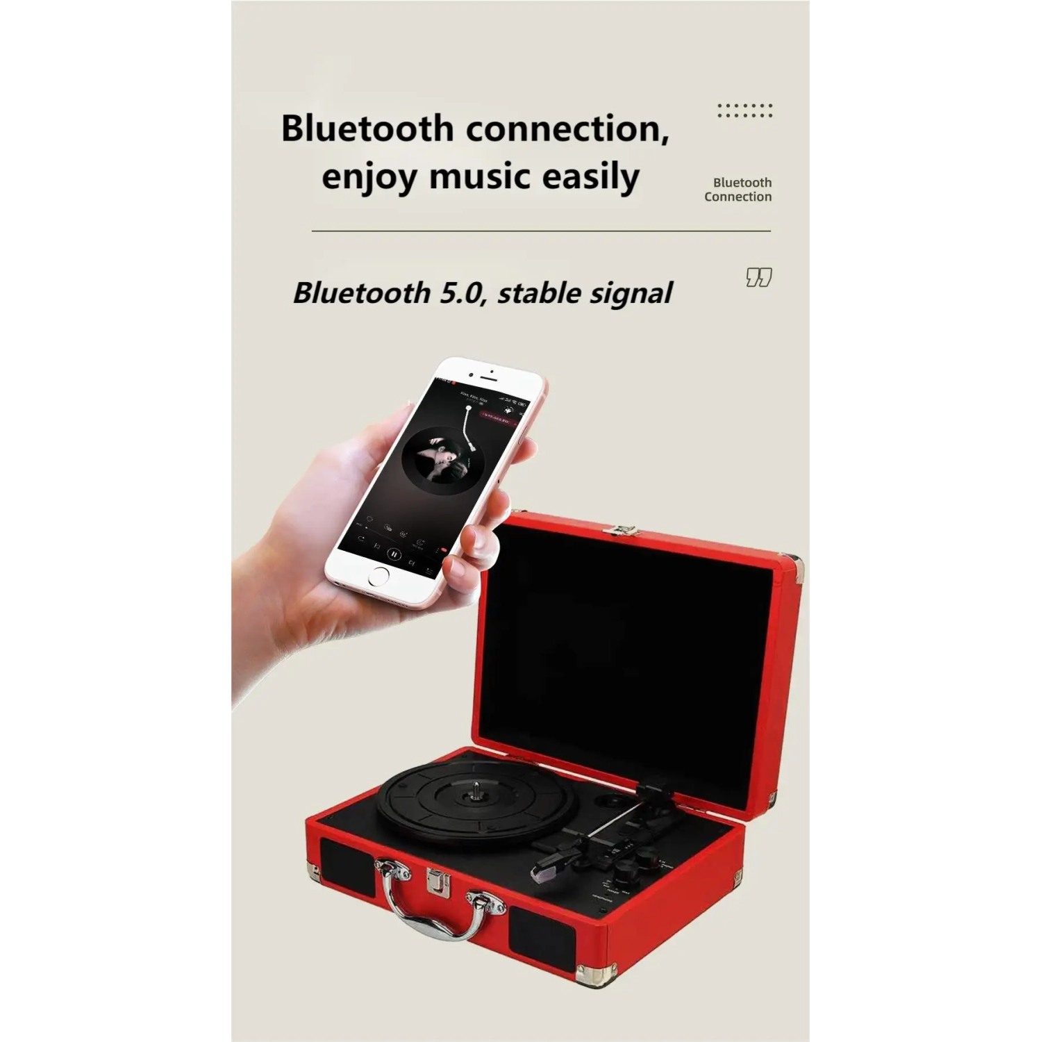 Tourne-disque rétro Bluetooth - Tourne-disque portatif à 3 vitesses avec batterie et haut-parleurs intégrés, lecture SD USB