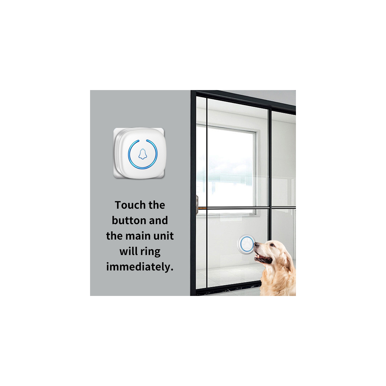 Dog Door Bell for Potty Training, Smart Wireless Doggie Doorbell to Go Outside, 1000 Feet Long Range with Waterproof Super-Light Touch Button