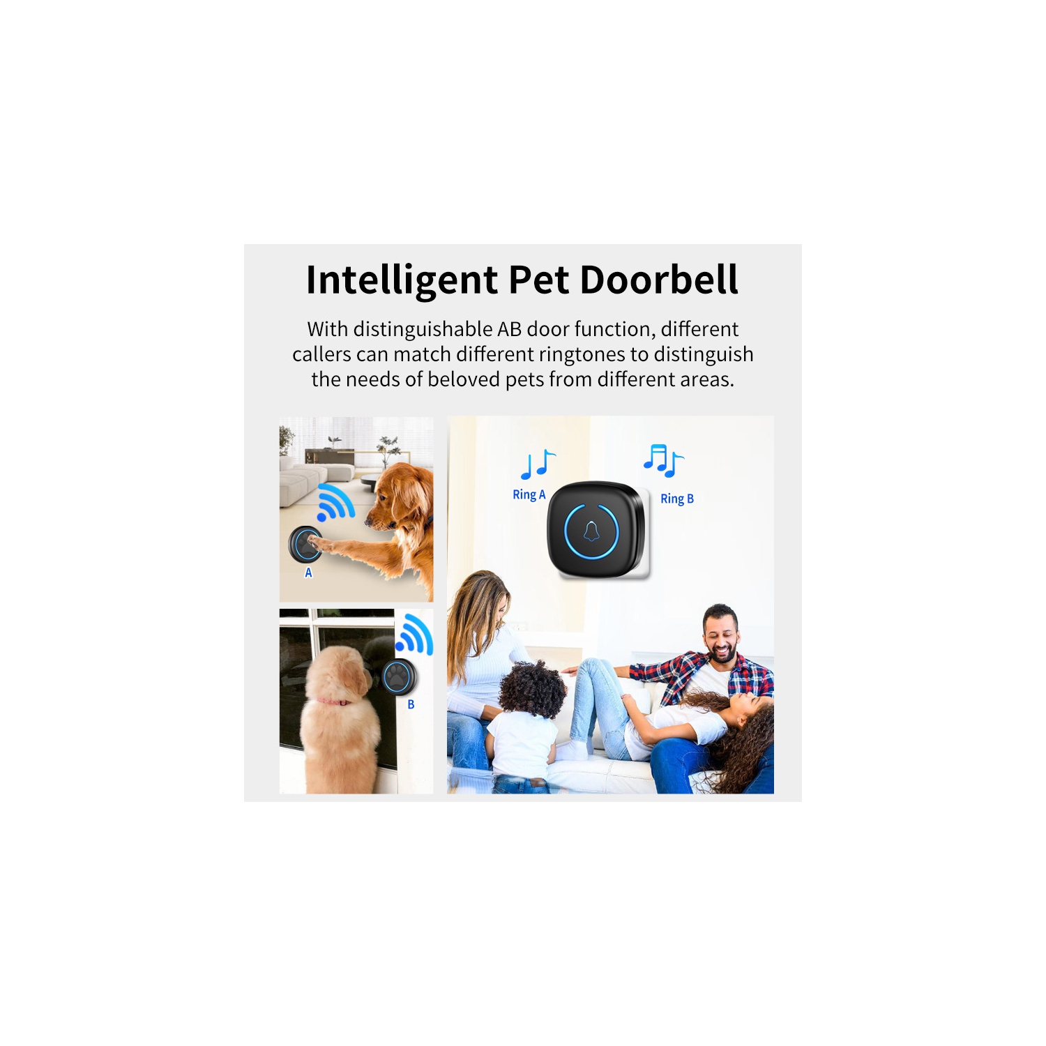 Dog Door Bell for Potty Training, Smart Wireless Doggie Doorbell to Go Outside, 1000 Feet Long Range with Waterproof Super-Light Touch Button