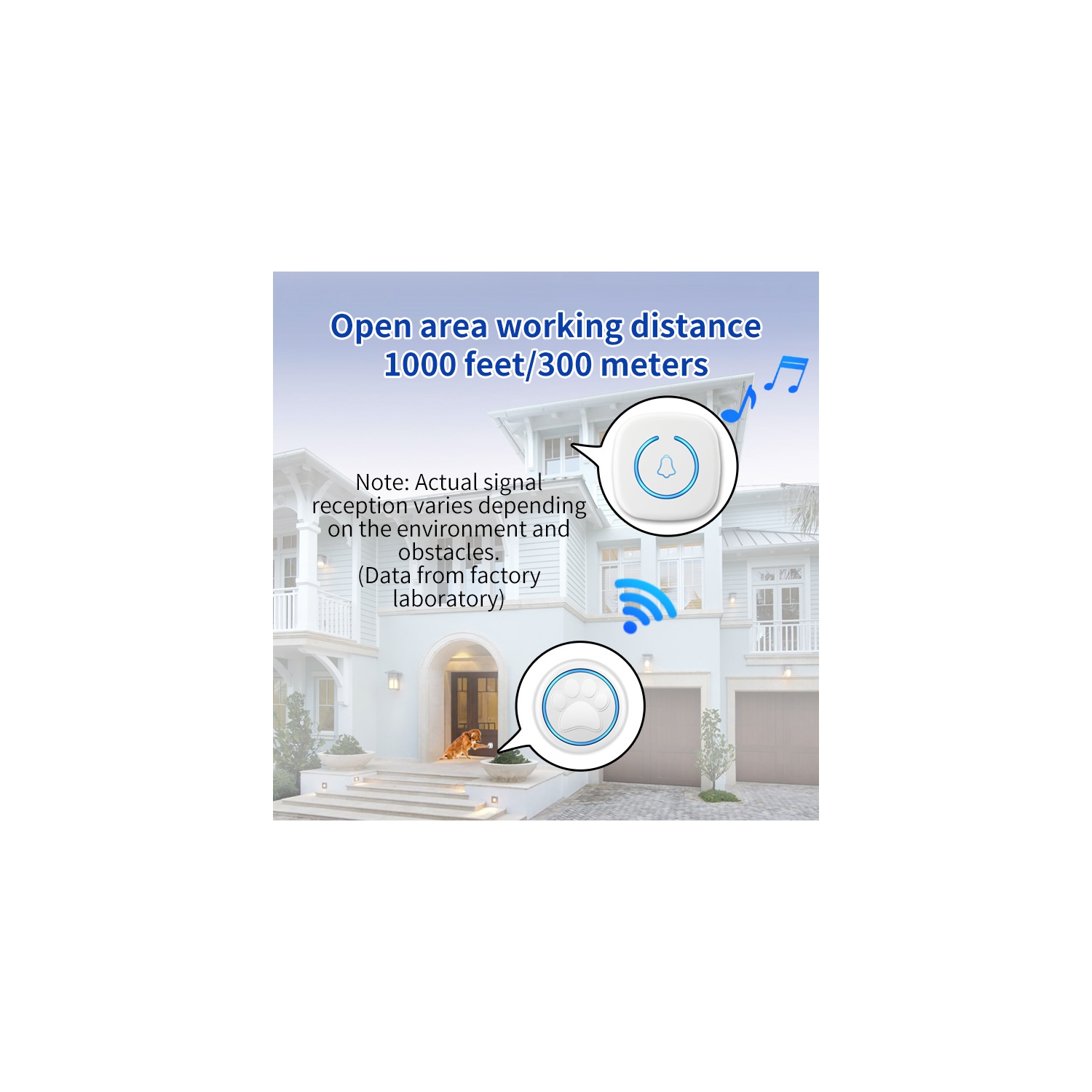 Dog Door Bell for Potty Training, Smart Wireless Doggie Doorbell to Go Outside, 1000 Feet Long Range with Waterproof Super-Light Touch Button