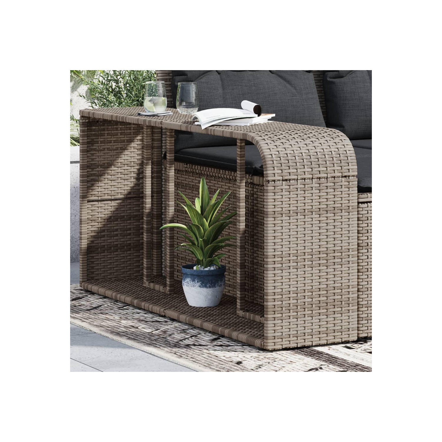 vidaXL Storage Shelves 2 pcs Grey Poly Rattan