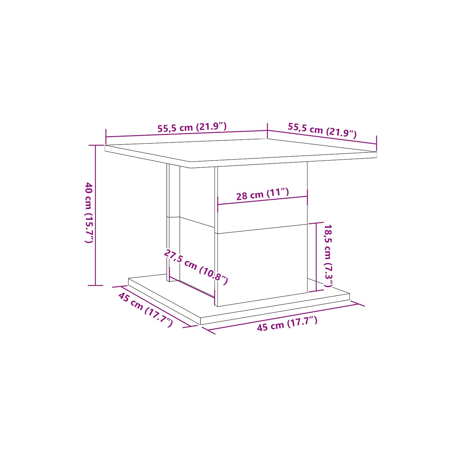 Table à café VidaXL chêne artisanal 55.540 cm en bois d'ingénierie