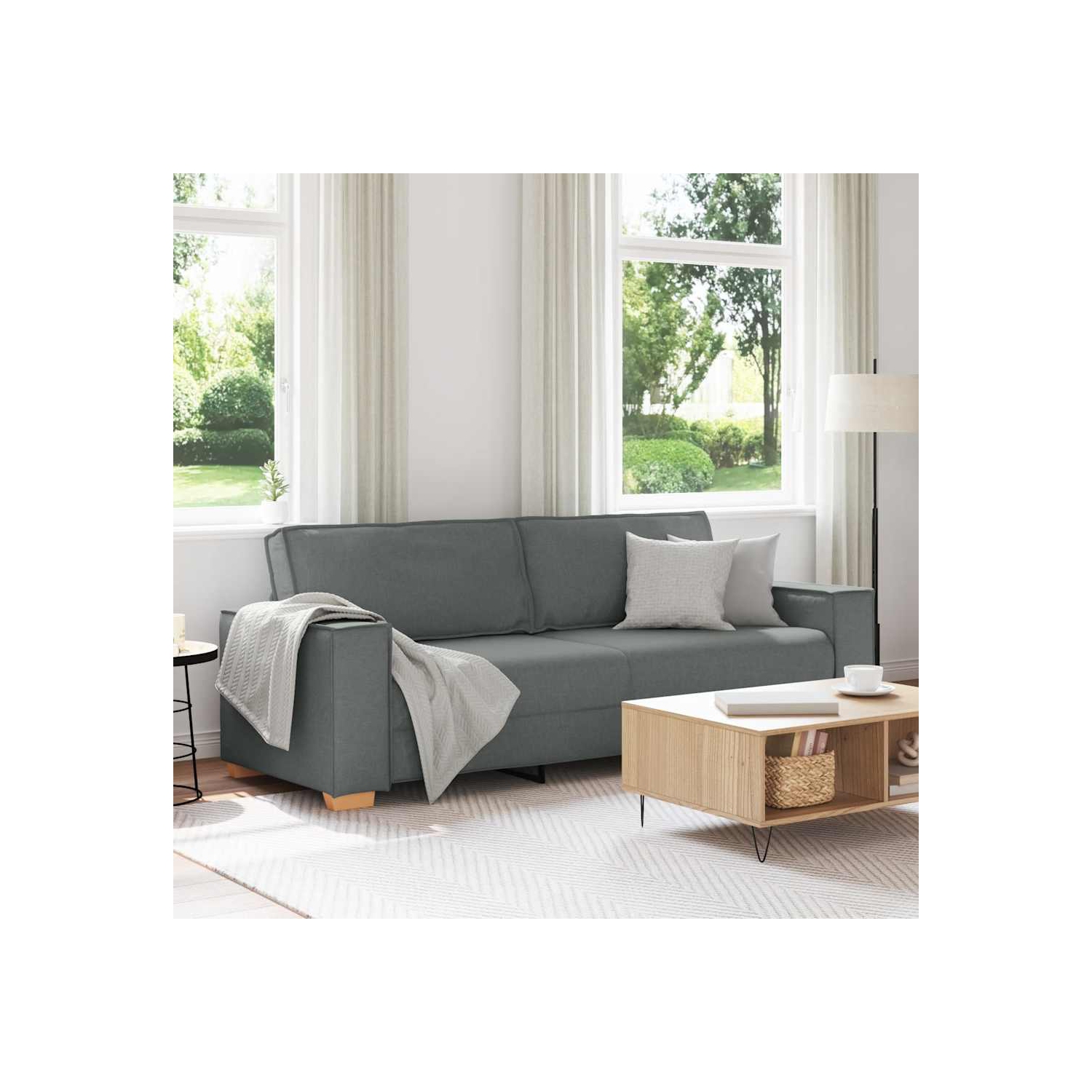 Canapé 3 places en tissu 220 x 78 x 84 cm gris foncé vidaXL