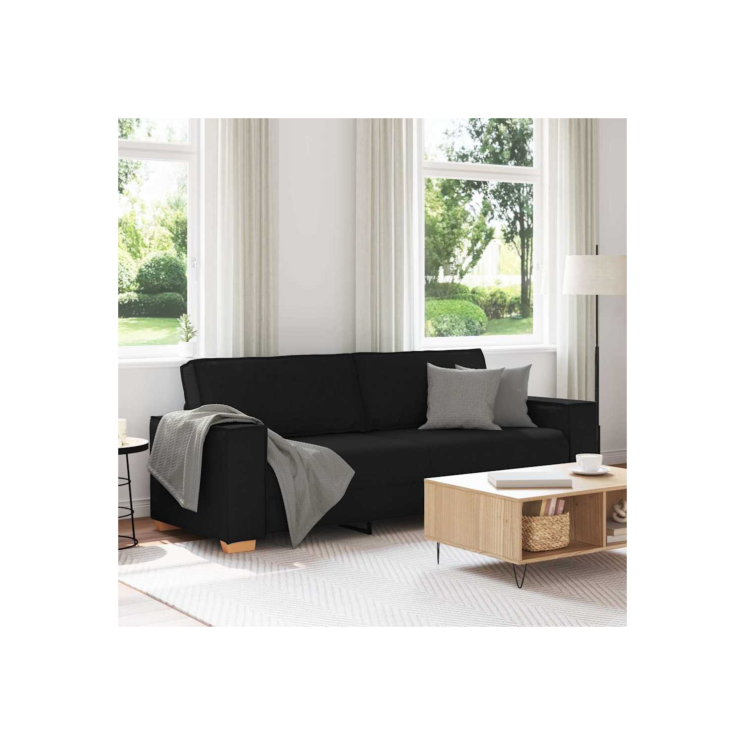 Canapé 3 places en tissu 180&nbsp;cm noir vidaXL