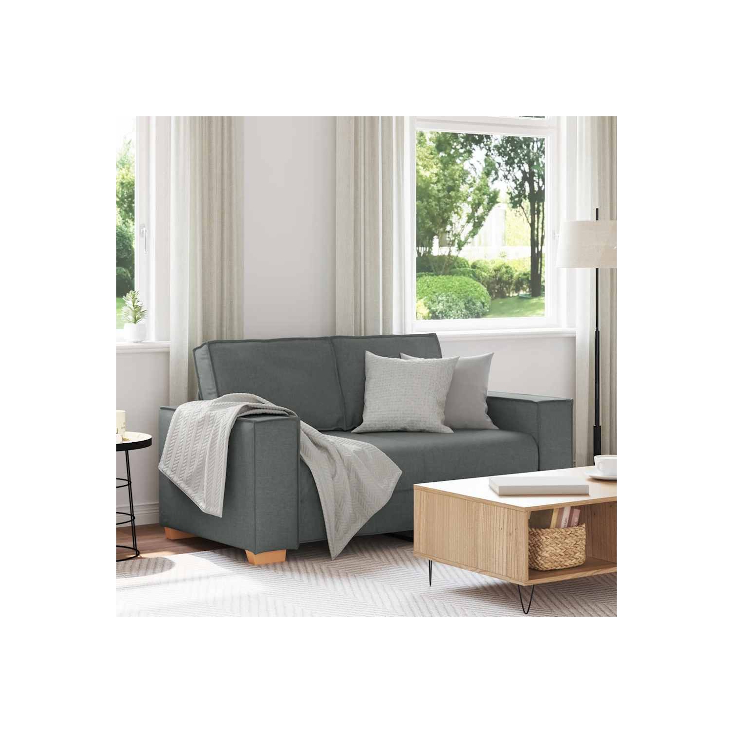 Canapé 2 places en tissu 120&nbsp;cm gris foncé vidaXL
