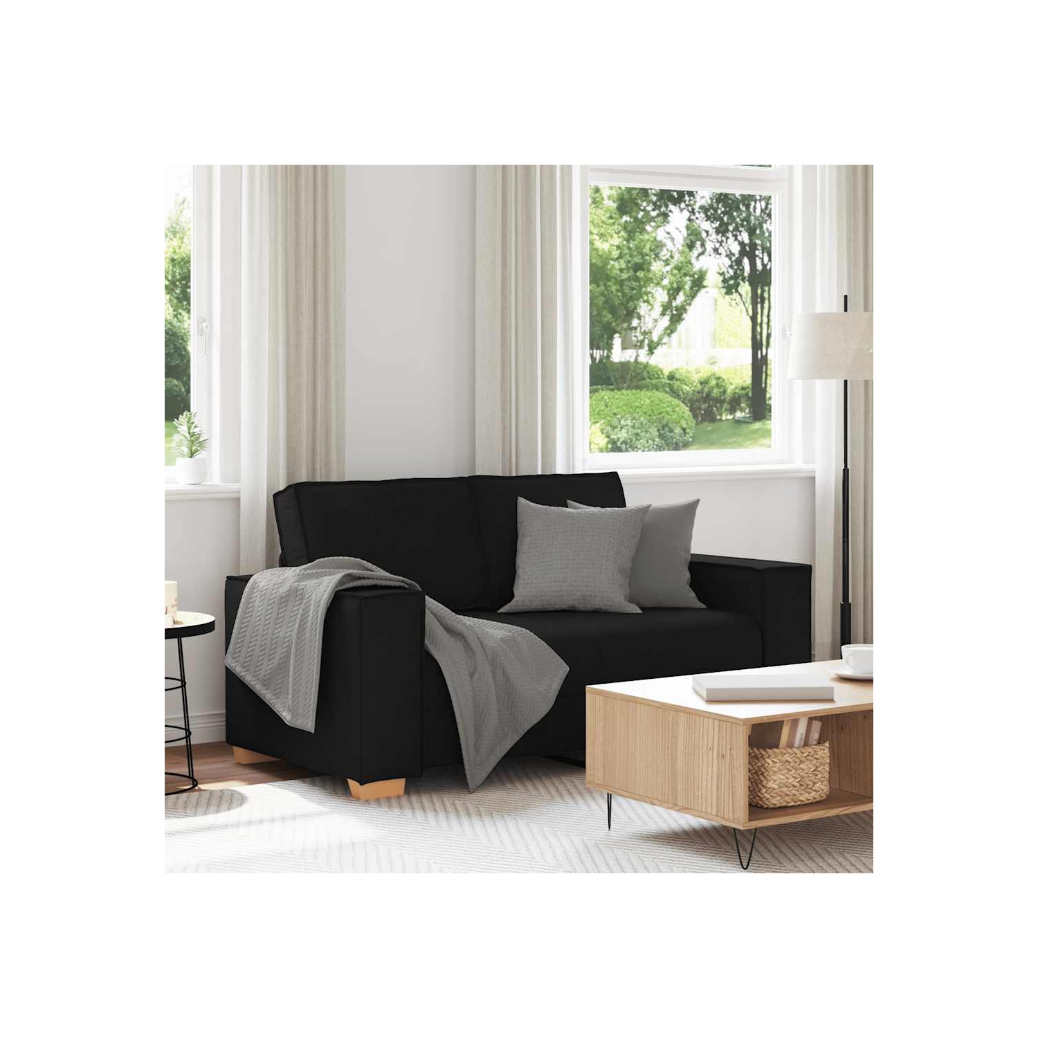 Canapé 2 places en tissu 120 cm noir vidaXL