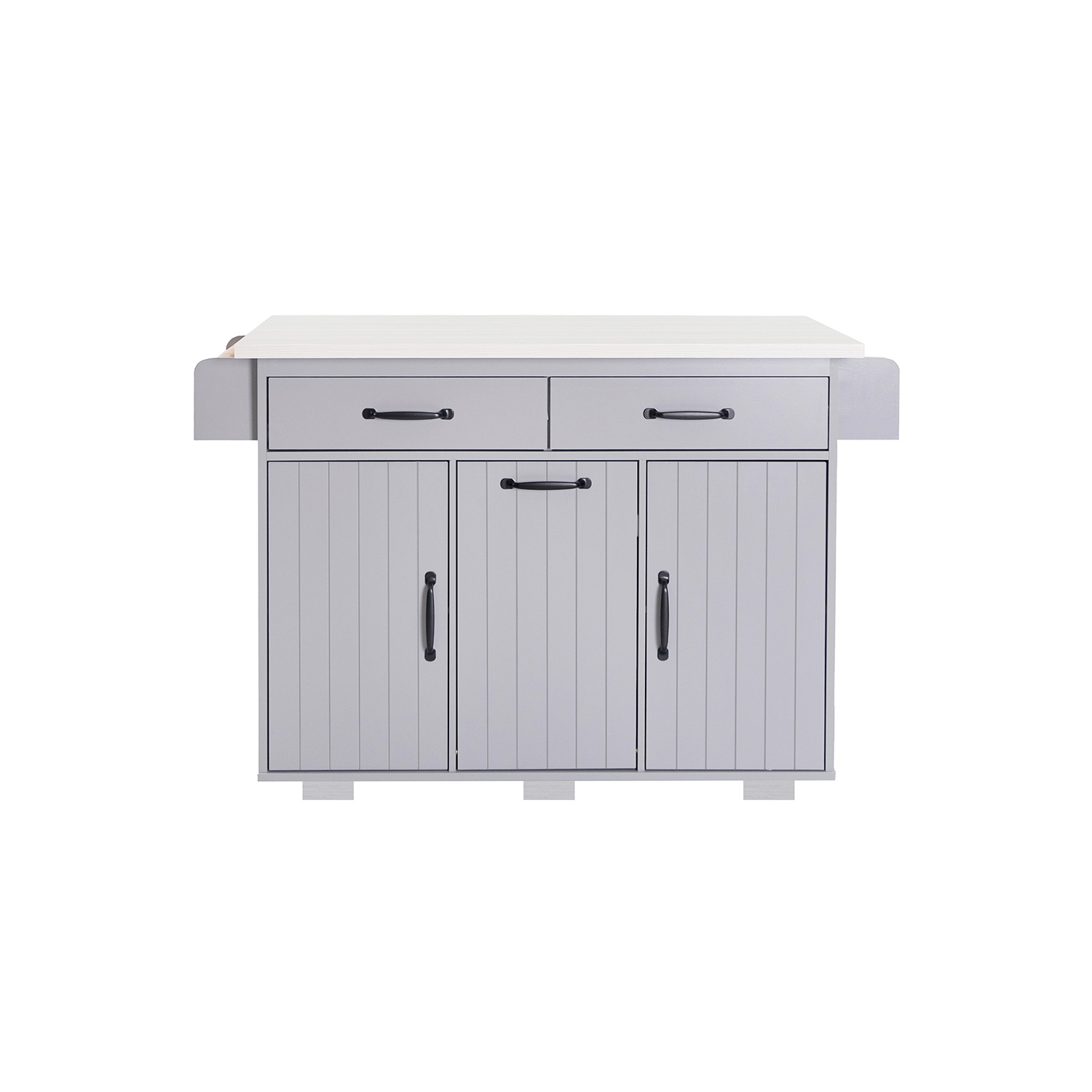 Îlot de cuisine Kepooman avec armoire à déchets Till Out, îlot de cuisine à roulettes avec abattant de rangement - Gris