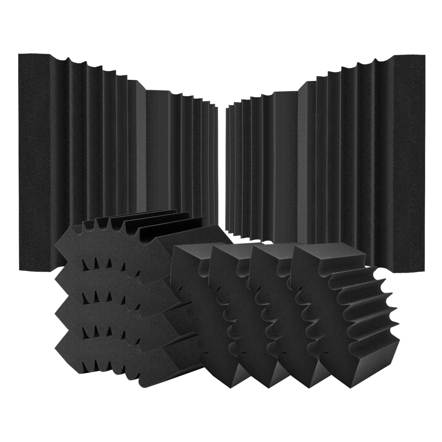 VEVOR 4 Pack Acoustic Foam Panels, 16.5 x 6.3 x 12 inches, Adhesive High Density,Fire-Resistant Acoustic Panel,Sound Dampening Absorbing Panel for