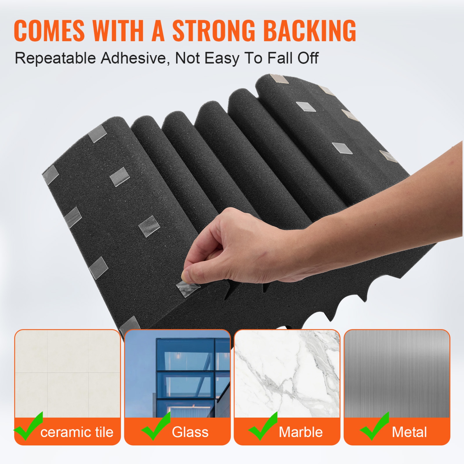 VEVOR 4 Pack Acoustic Foam Panels, 16.5 x 6.3 x 12 inches, Adhesive High Density,Fire-Resistant Acoustic Panel,Sound Dampening Absorbing Panel for