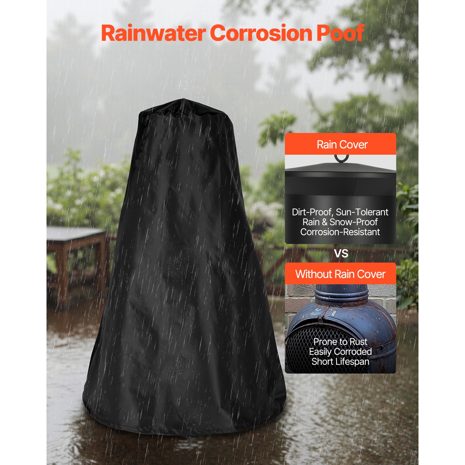 Foyer à bois d'extérieur VEVOR de 22&nbsp;po, foyer sphérique en fer pour barbecue et réchaud, grillage, revêtement en cheminée et couvercle en