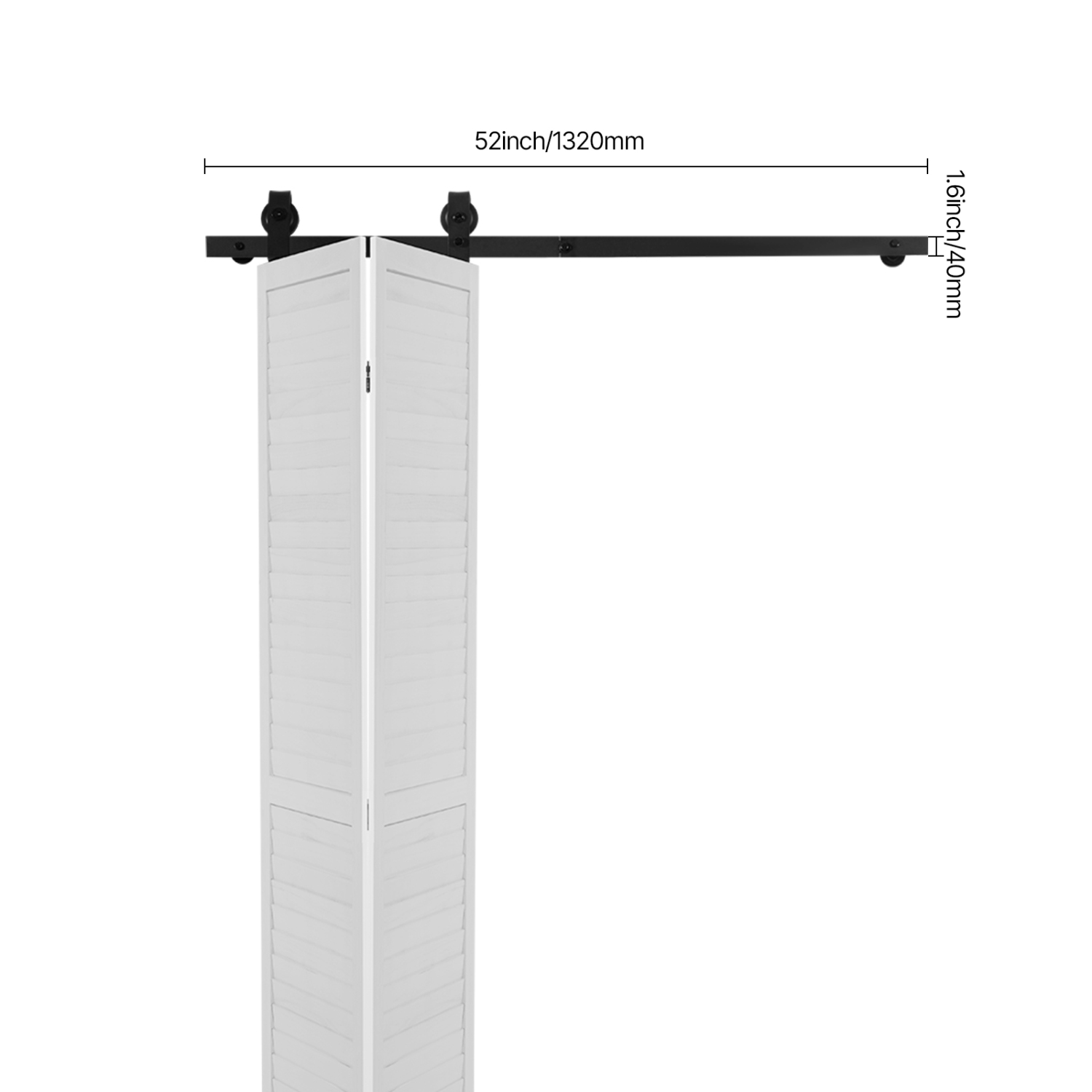 VEVOR 52" Bi-Folding Sliding Barn Door Hardware Track Kit, Top Mount Track Kit, Slide Smoothly, Easy to Install, Suitable for Two 24" Closet Pantry