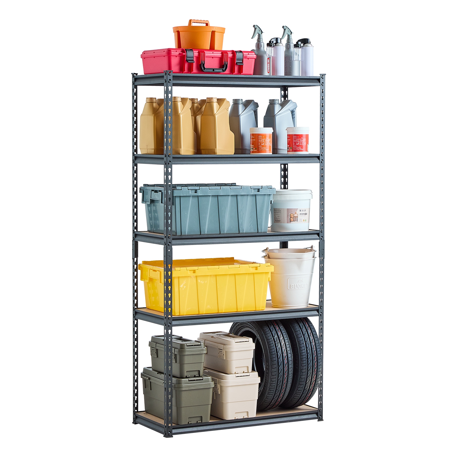 VEVOR 2000 lbs Storage Shelves, 5 Tier, 16" D x 36" W x 71.4" H Adjustable Metal Shelves for Garage Shelves Utility Rack Shelf, Ideal for Kitchen,