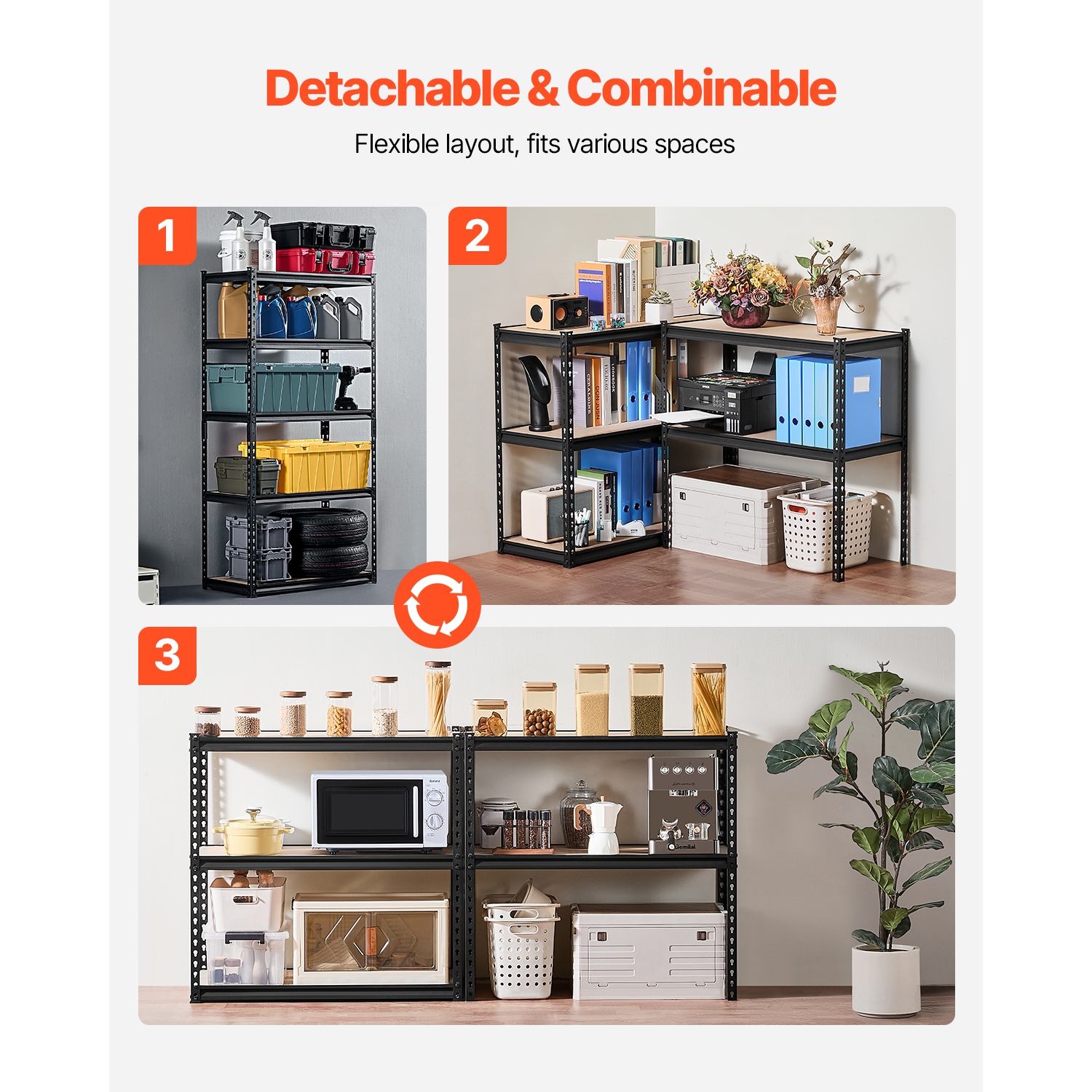 VEVOR 2000 lbs Storage Shelves, 5 Tier, 16" D x 36" W x 71.4" H Adjustable Metal Shelves for Garage Shelves Utility Rack Shelf, Ideal for Kitchen,