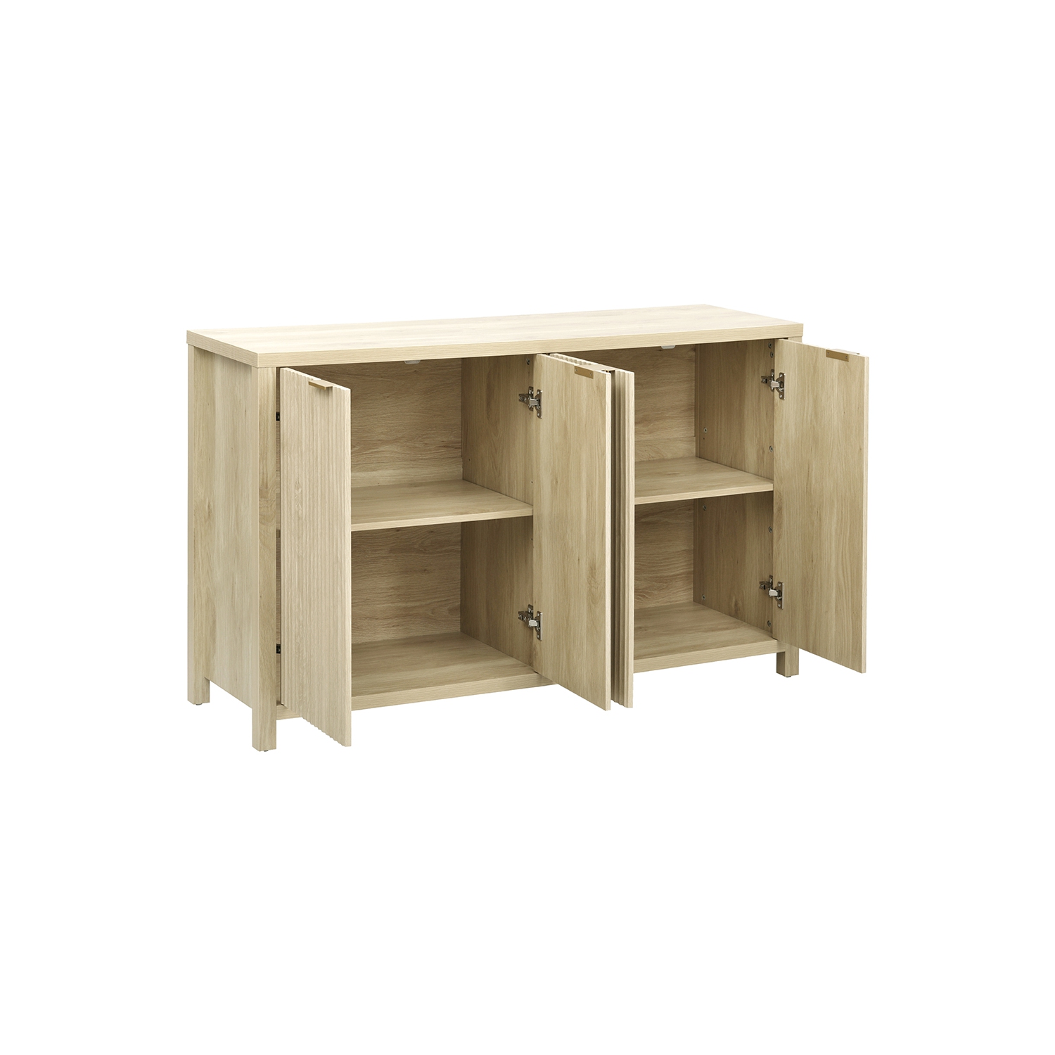 Buffet d'appoint cannelé de 55&nbsp;po avec rangement, 4 portes et tablettes ajustables Kepooman - Naturel
