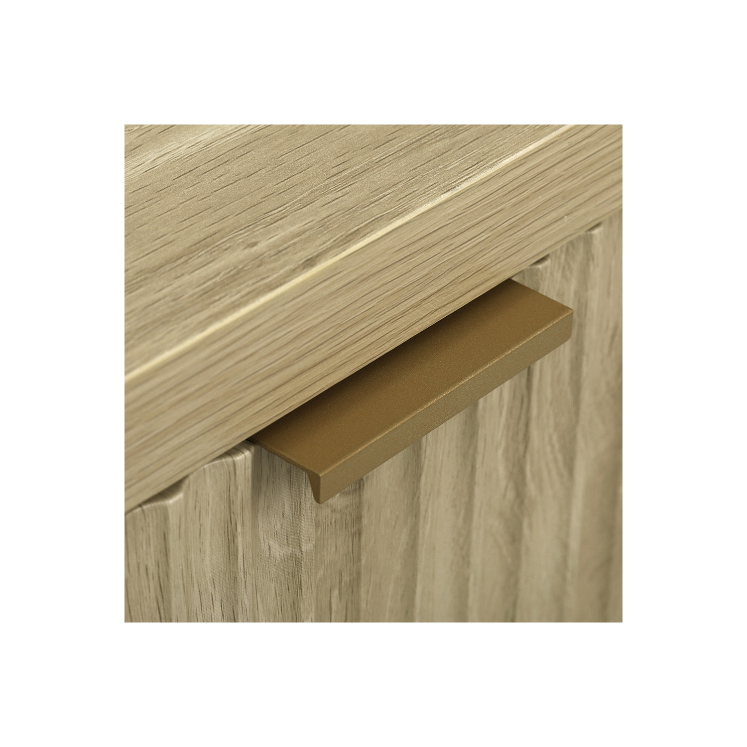 Buffet d'appoint cannelé de 55&nbsp;po avec rangement, 4 portes et tablettes ajustables Kepooman - Naturel