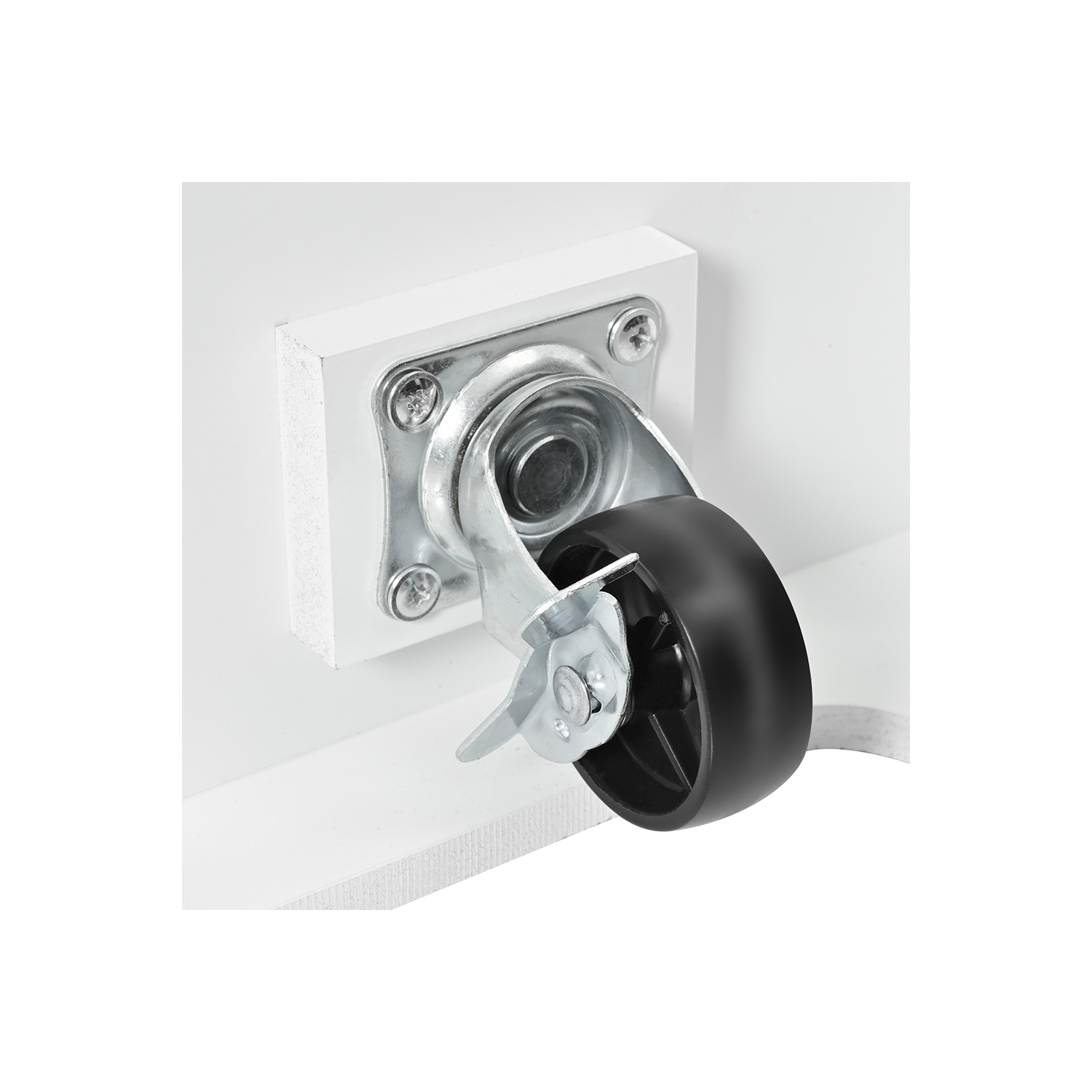 Îlot de cuisine Kepooman 55,7'' avec abattant 2 pour 4-6 places, chariot de cuisine à roulettes sur 5 roulettes avec prise électrique - Blanc