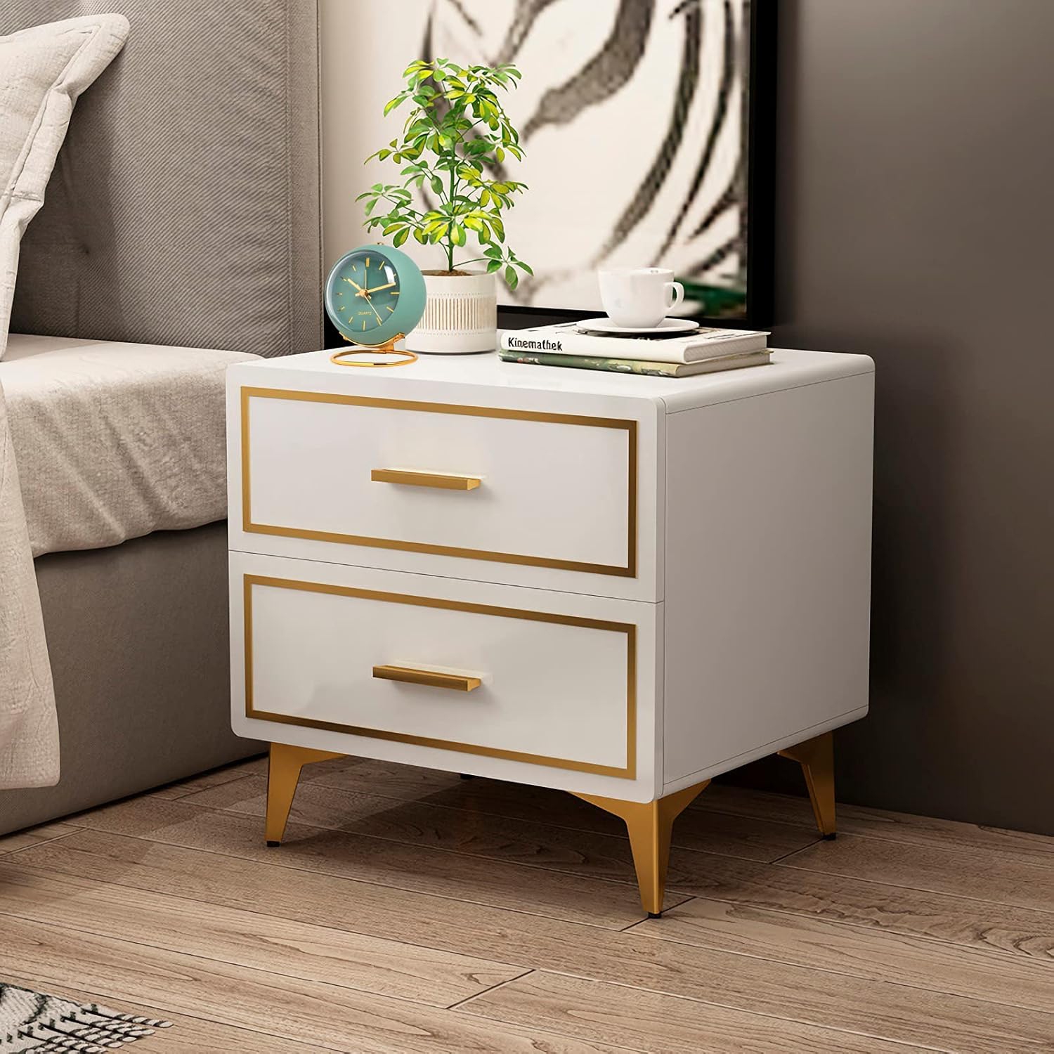 Nordic creative electronic table clock, simple children's alarm clock, new desktop bedside student silent luminous pointer clock - frosted white -