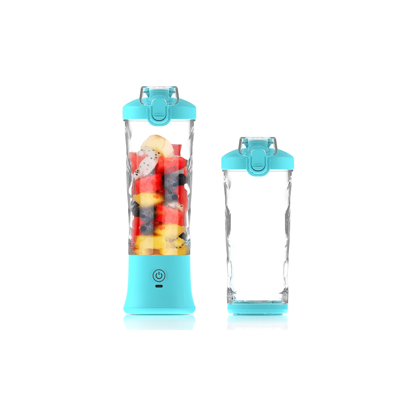 New juicer, 600ml large capacity juicer, rechargeable multi-function ice fruit processor, mini blender - sky blue