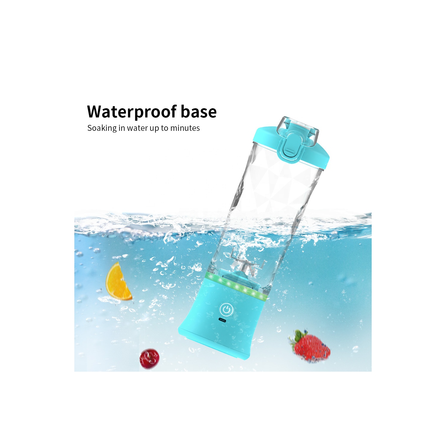 New juicer, 600ml large capacity juicer, rechargeable multi-function ice fruit processor, mini blender - sky blue