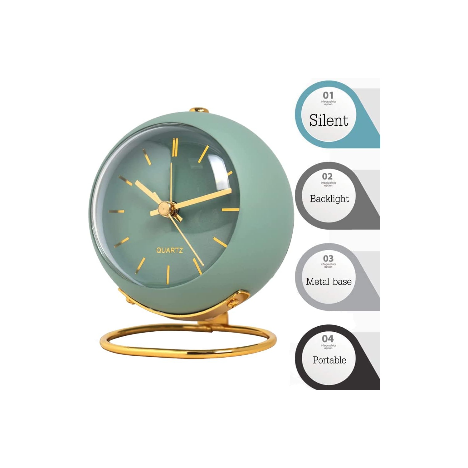 Nordic creative electronic table clock, simple children's alarm clock, new desktop bedside student silent luminous pointer clock - matte black -