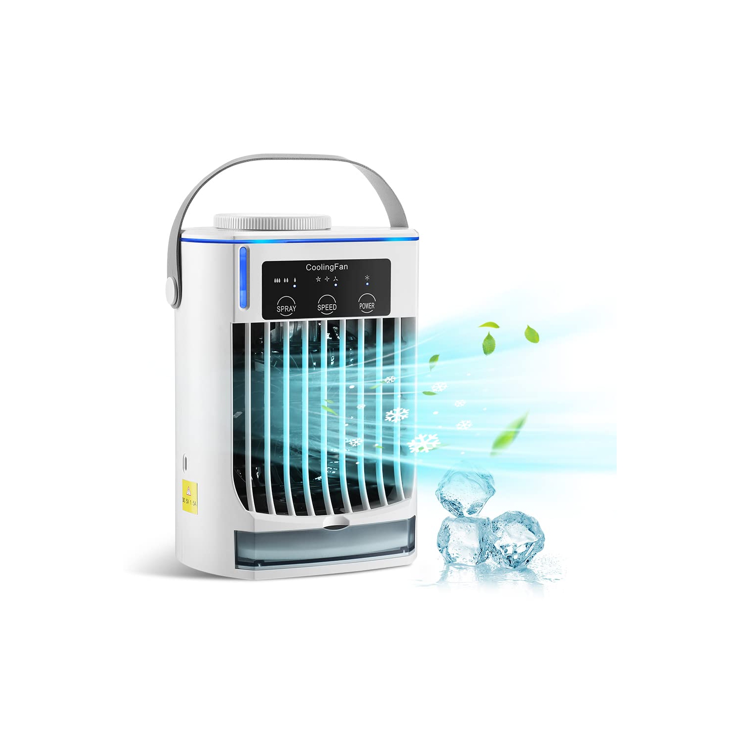 Portable Air Conditioners Fan, Evaporative Air Cooler with 3 Cool Mist & 3 Speeds, Desktop Cooling Fan with Humidifier for Room Bedroom Office