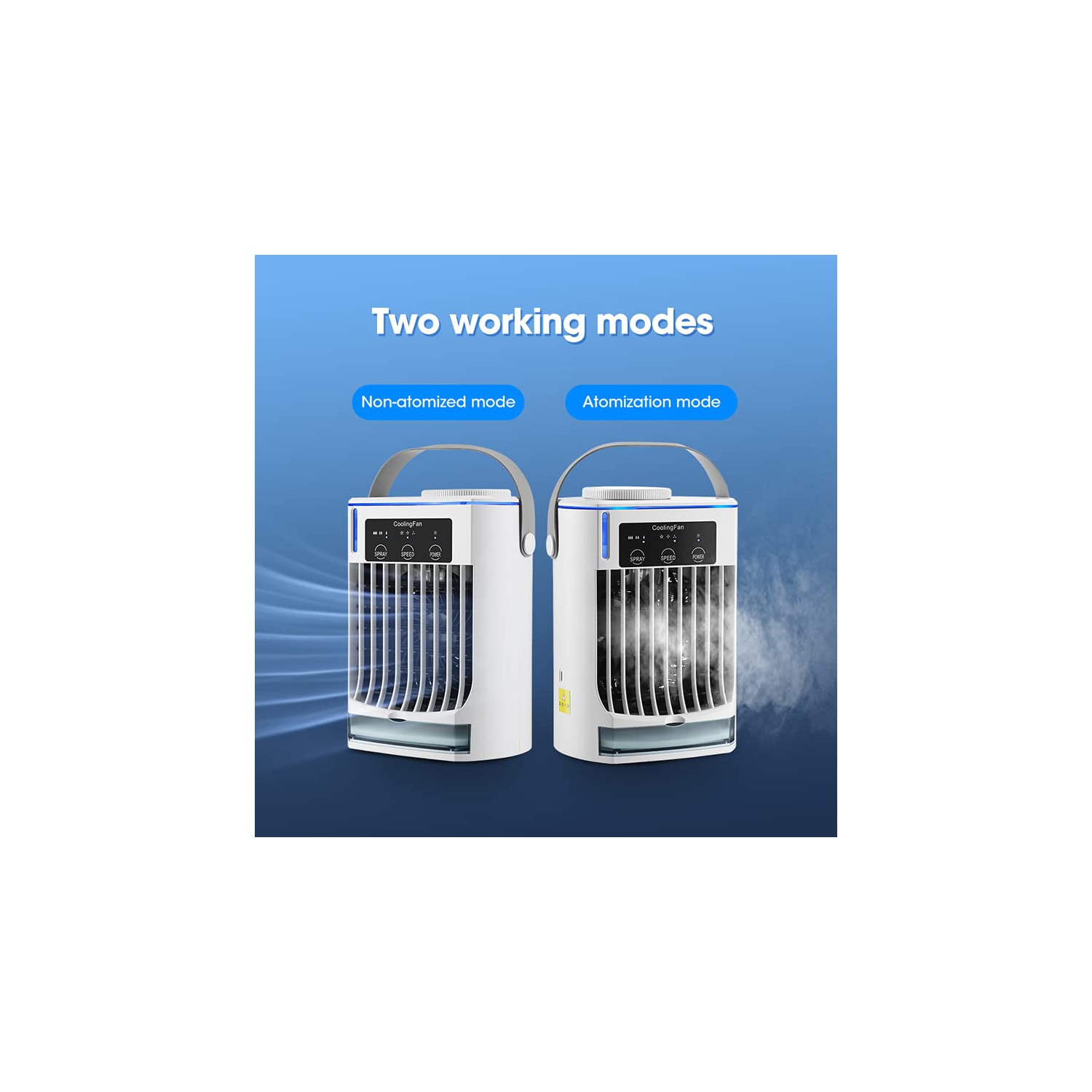 Portable Air Conditioners Fan, Evaporative Air Cooler with 3 Cool Mist & 3 Speeds, Desktop Cooling Fan with Humidifier for Room Bedroom Office