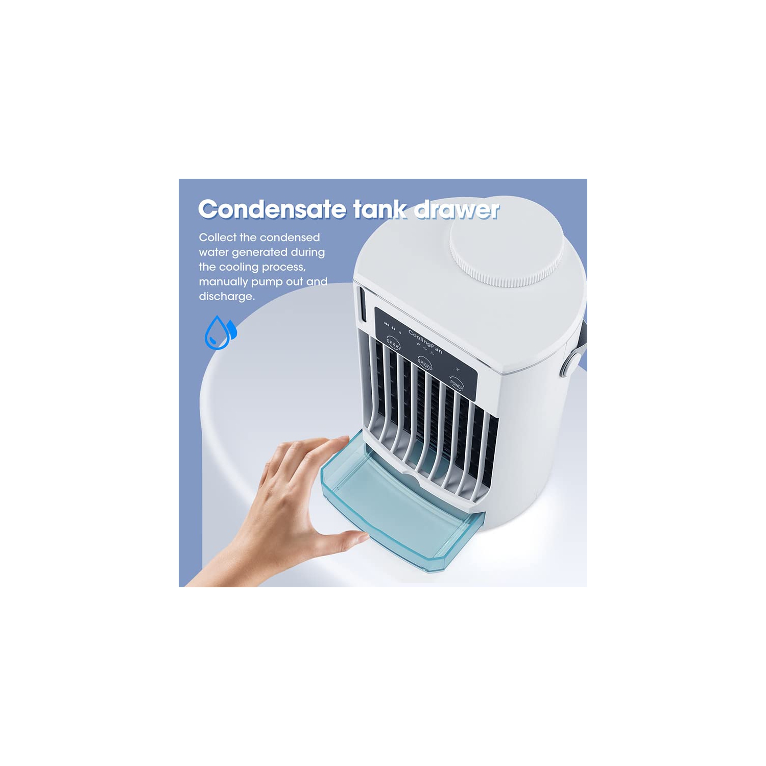 Portable Air Conditioners Fan, Evaporative Air Cooler with 3 Cool Mist & 3 Speeds, Desktop Cooling Fan with Humidifier for Room Bedroom Office