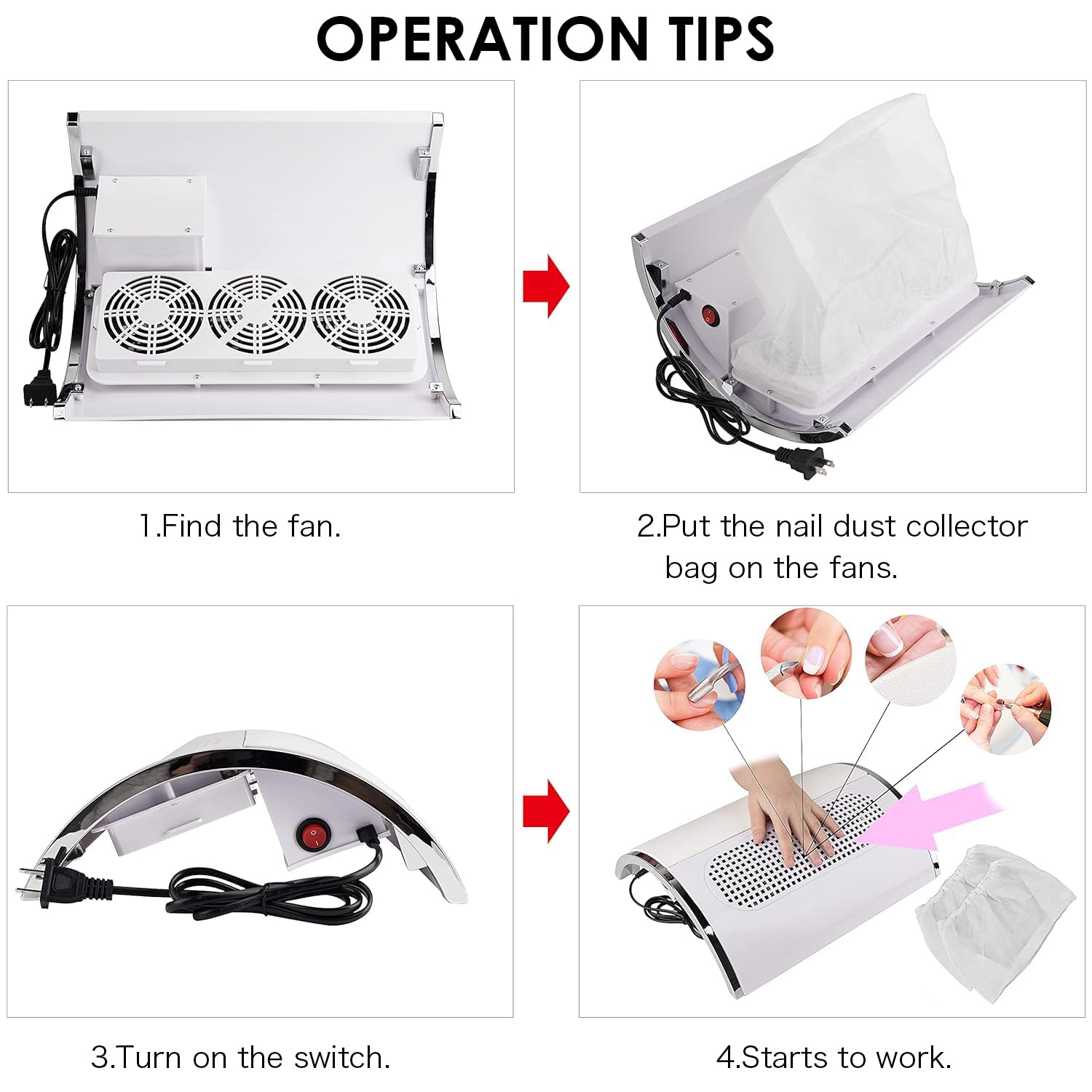 Nail Dust Collector Powerful Nail Vacuum Dust Collector,Nail Dust Vacuum Cleaner Dust Extractor for Poly Nail,Dust Suction Machine Manicure Dust