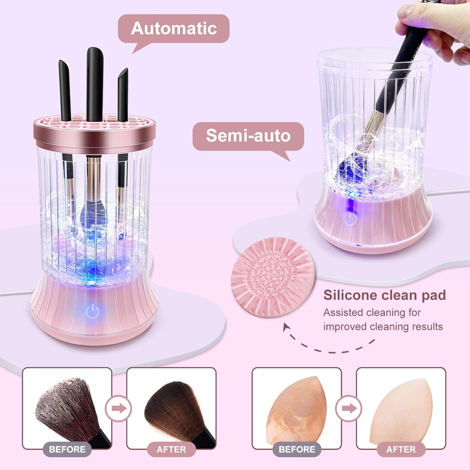 Electric Makeup Brush Cleaner Machine,High Speed Fast Cleaning Plug-in Power Cleaner for Makeup Brushes & Sponges,Cosmetic Brush Cleaner for Home Use