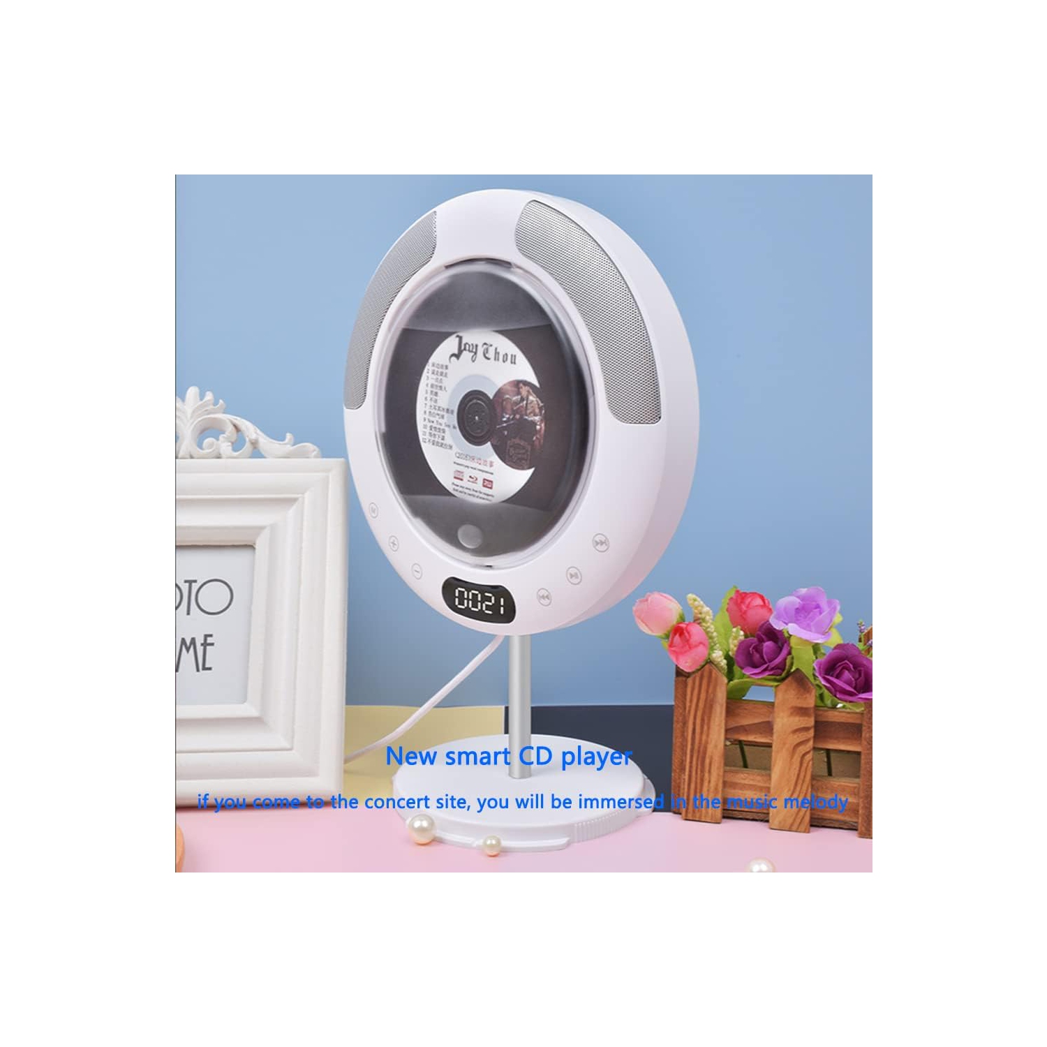 Lecteur CD portatif, lecteur CD rechargeable avec haut-parleur intégré, radio FM et Bluetooth, lecteur CD mural avec télécommande