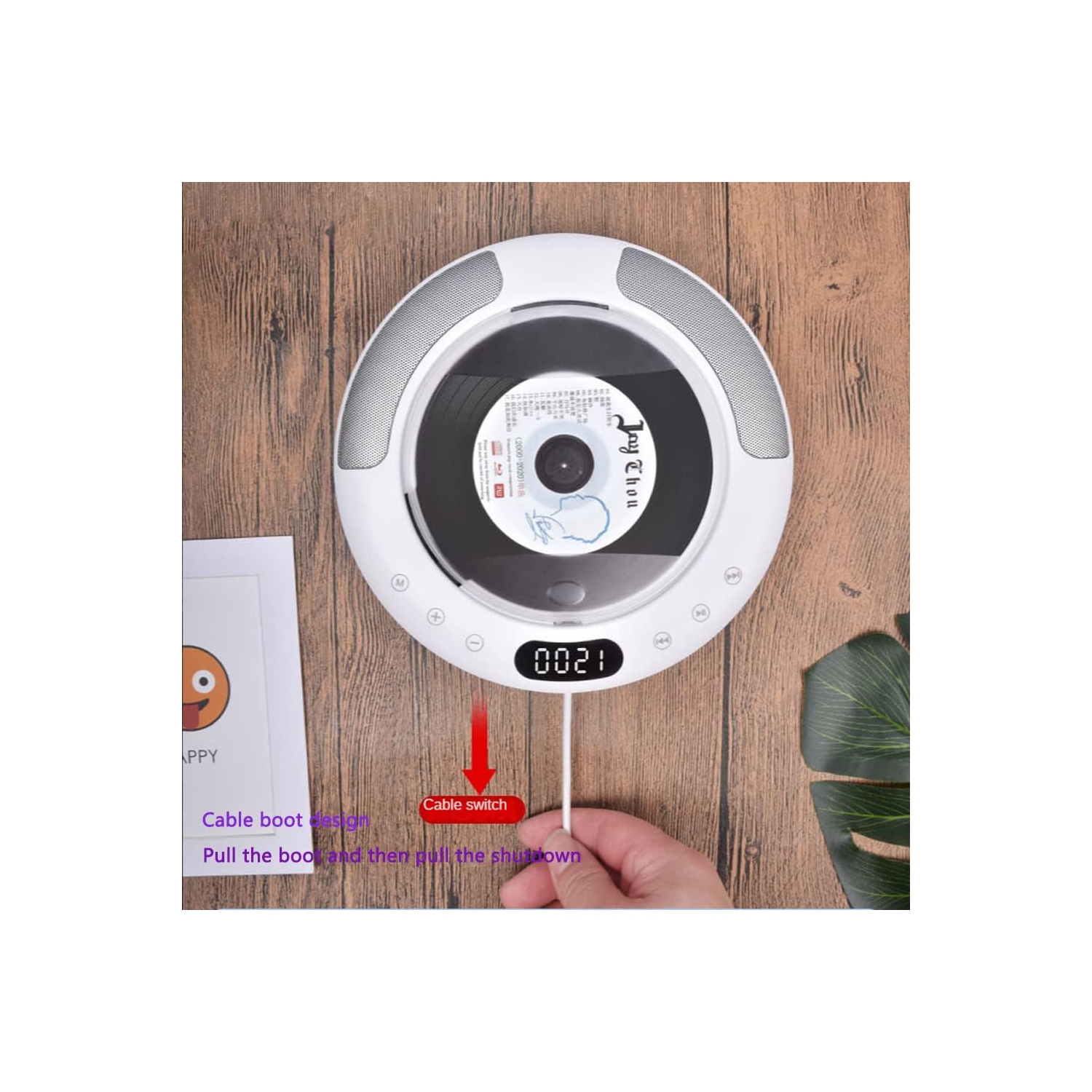 Lecteur CD portatif, lecteur CD rechargeable avec haut-parleur intégré, radio FM et Bluetooth, lecteur CD mural avec télécommande