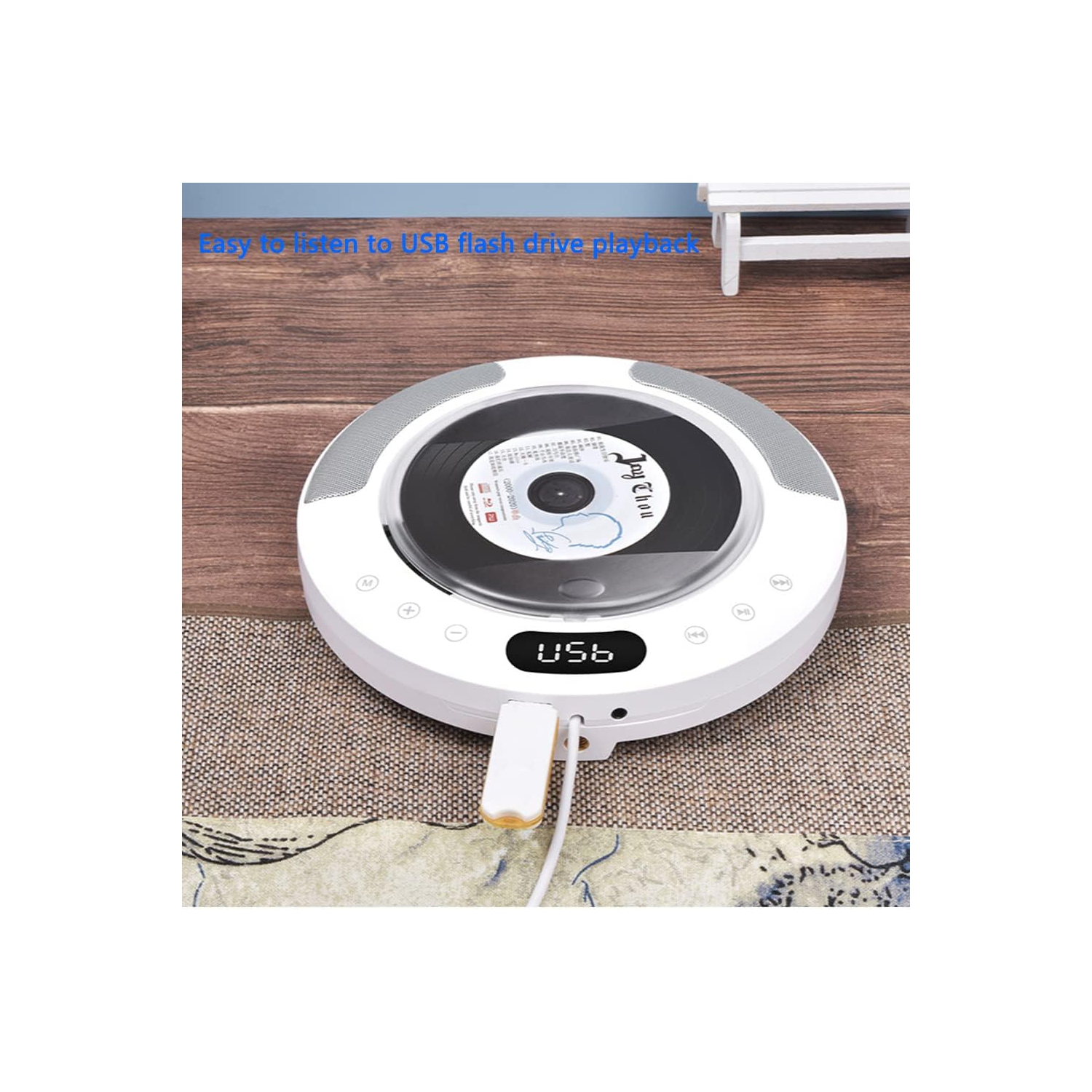 Lecteur CD portatif, lecteur CD rechargeable avec haut-parleur intégré, radio FM et Bluetooth, lecteur CD mural avec télécommande