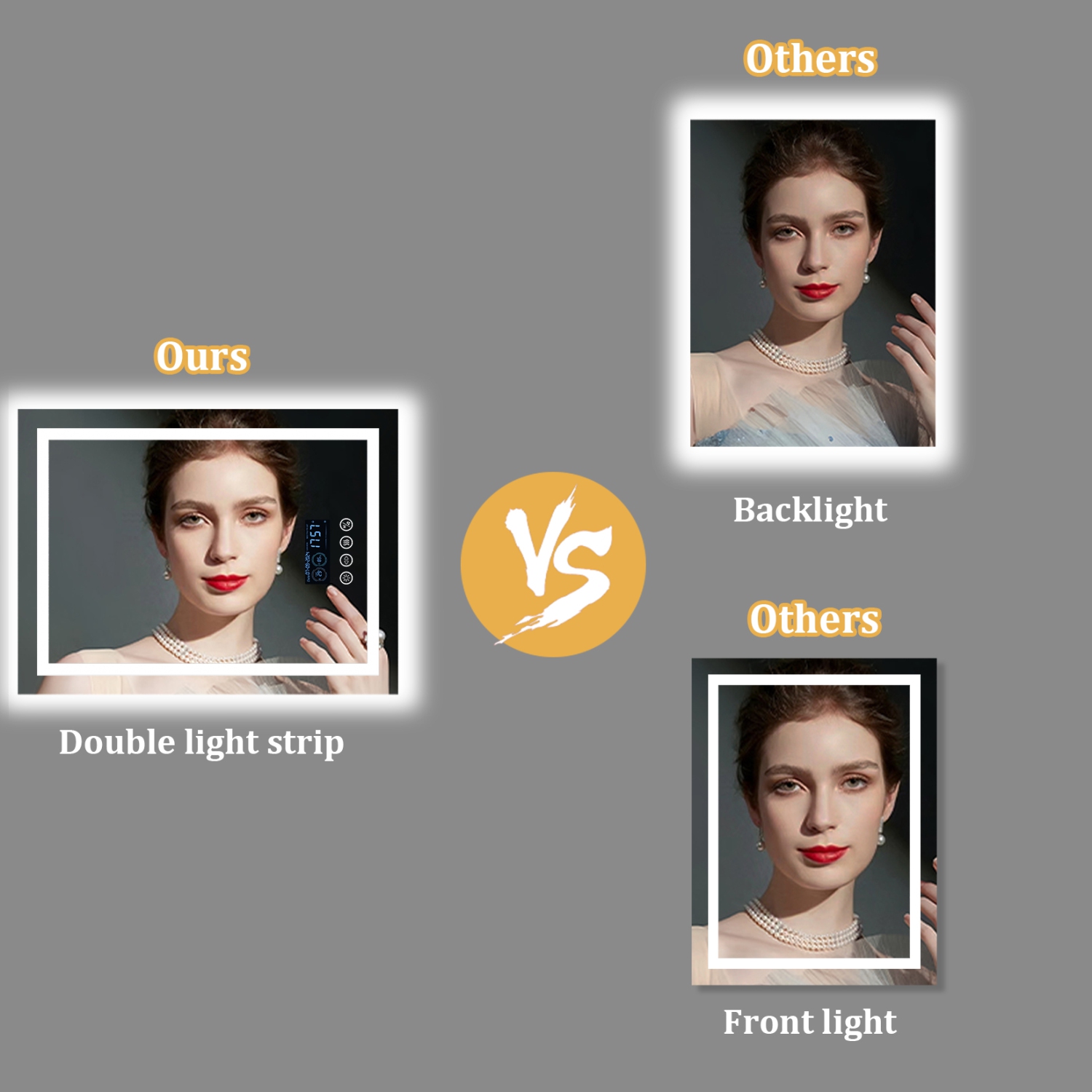 LUVODI 28"x36" LED Bathroom Mirror with Lights, Built-in Bluetooth Speaker, Anti-Fog Dimmable 3 Lights Setting Backlit + Front Lit, Lighted Vanity