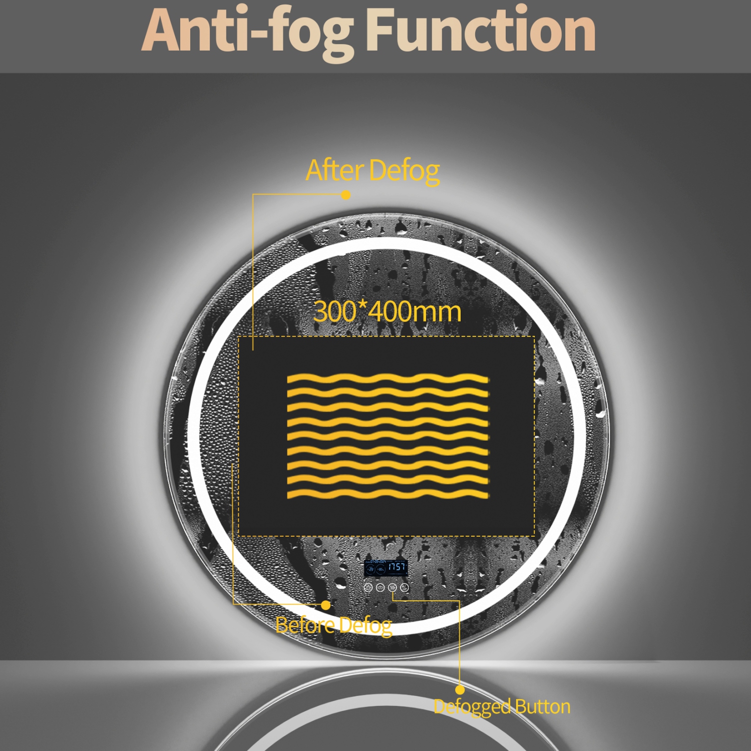 LUVODI 32" Round LED Bathroom Mirror with Lights, Wall Mounted Vanity Mirror with 3 Colors Dimmable Light, Bluetooth Speaker, Anti-Fog, Memory