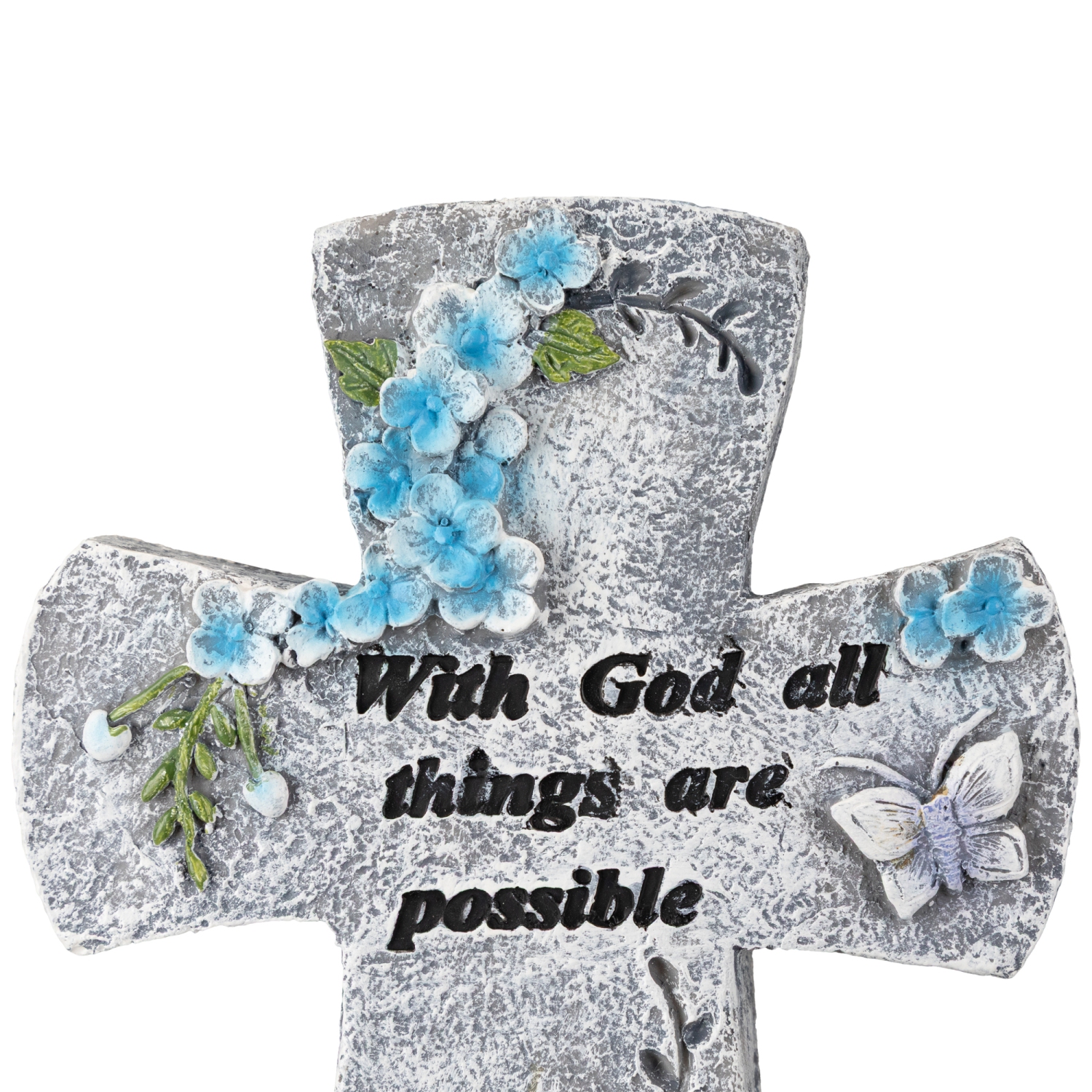 With God All Things Are Possible Floral Cross Statue - 6.75"