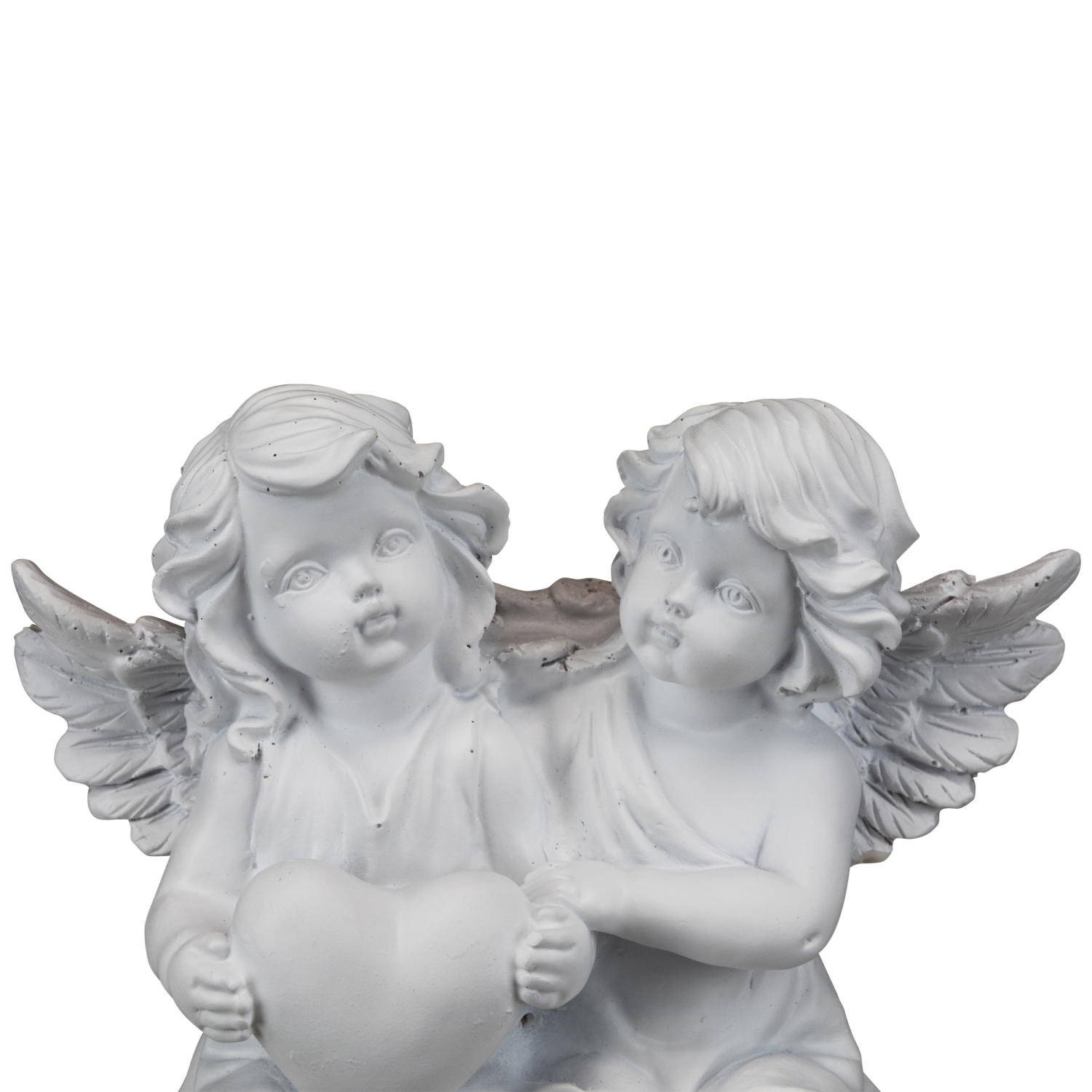 Sitting Boy and Girl Cherubs with Heart Statue - 6.75"