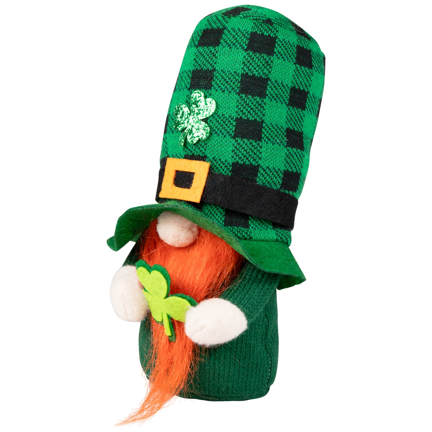 Plaid Gnome with Shamrocks St. Patrick's Day Decoration - 7"