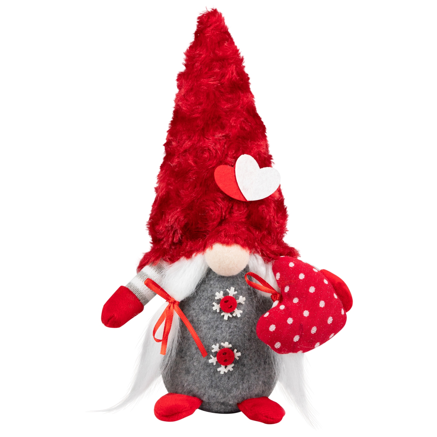 Fuzzy Hat Valentine's Day Gnomes - 11.5" - Red and Gray - Set of 2
