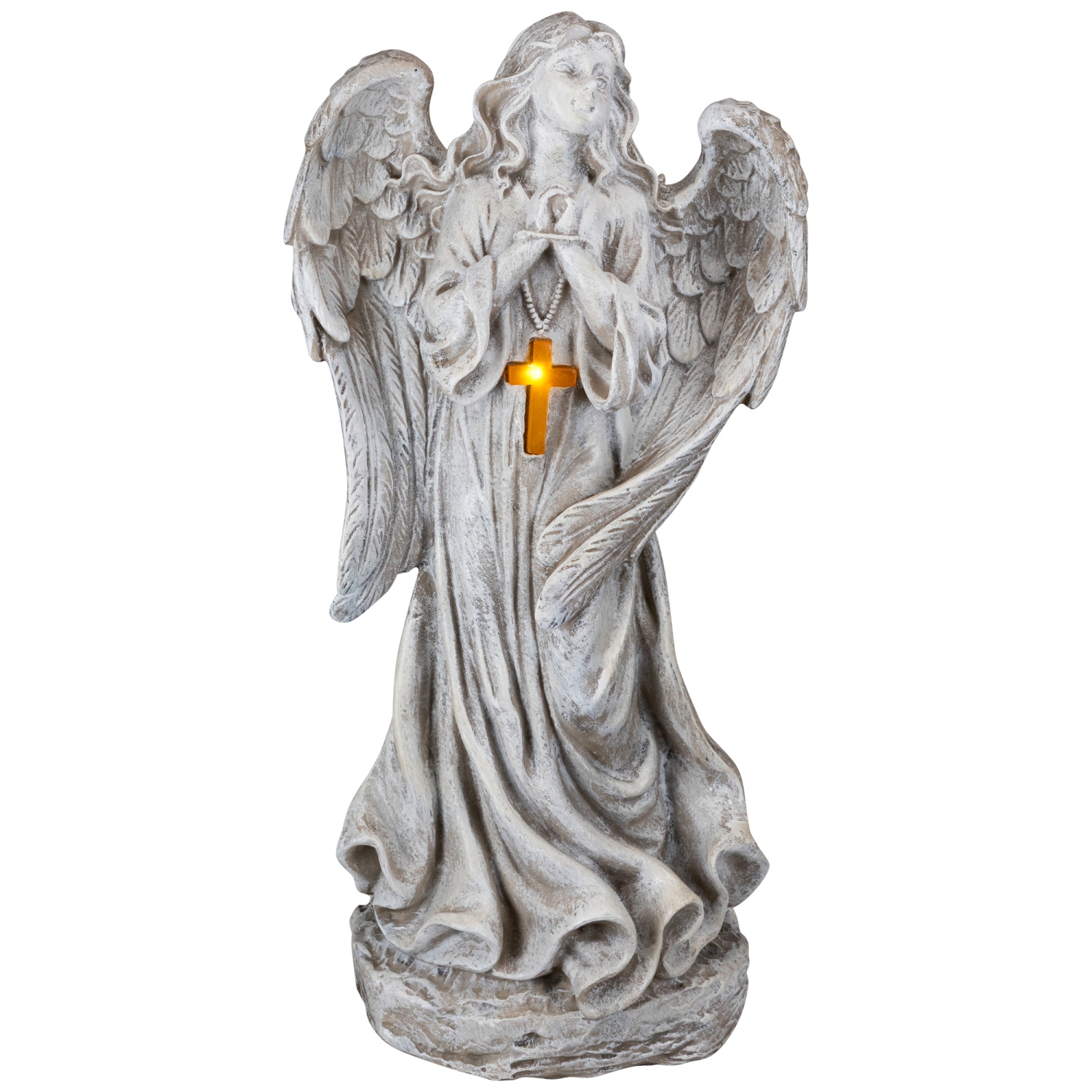 Ange lumineux solaire avec statue en forme de croix de LED - 19 po
