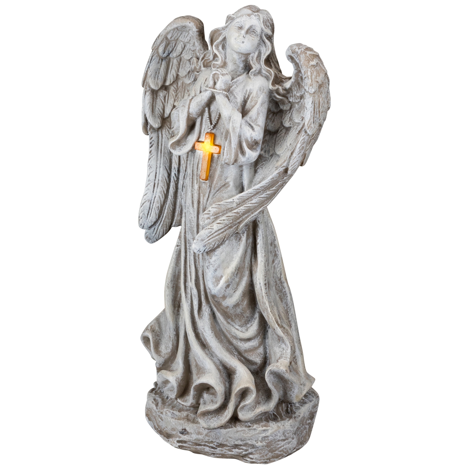 Ange lumineux solaire avec statue en forme de croix de LED - 19 po