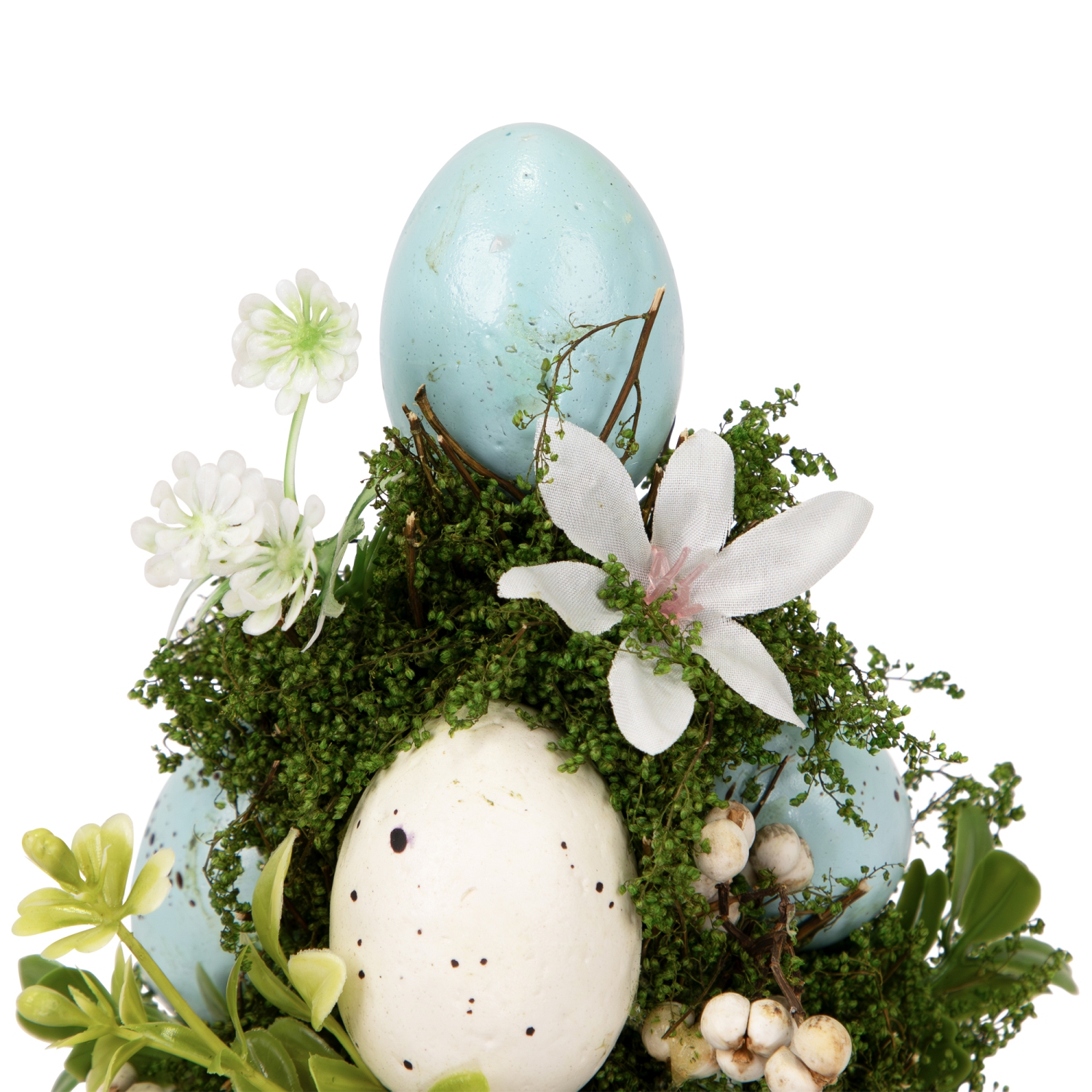 Floral and Foliage Easter Egg Tree - 14" - Blue and White