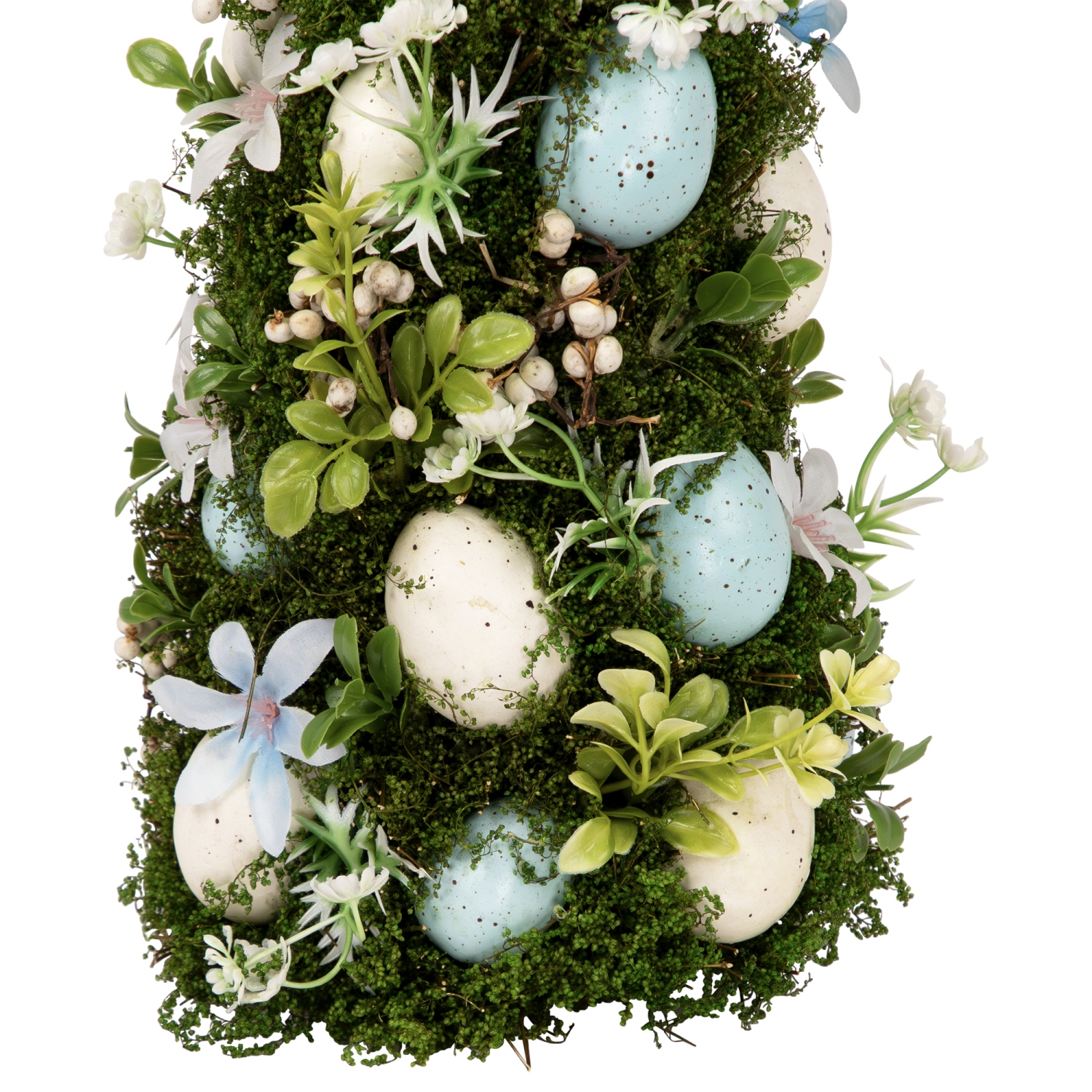 Floral and Foliage Easter Egg Tree - 14" - Blue and White