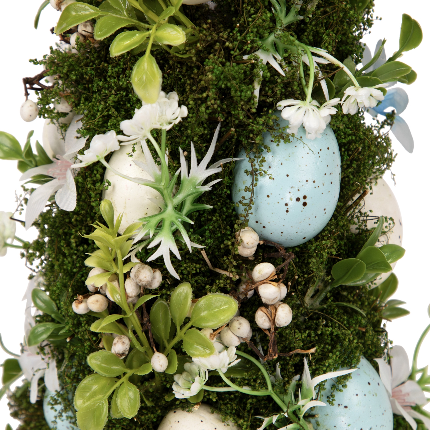 Floral and Foliage Easter Egg Tree - 14" - Blue and White