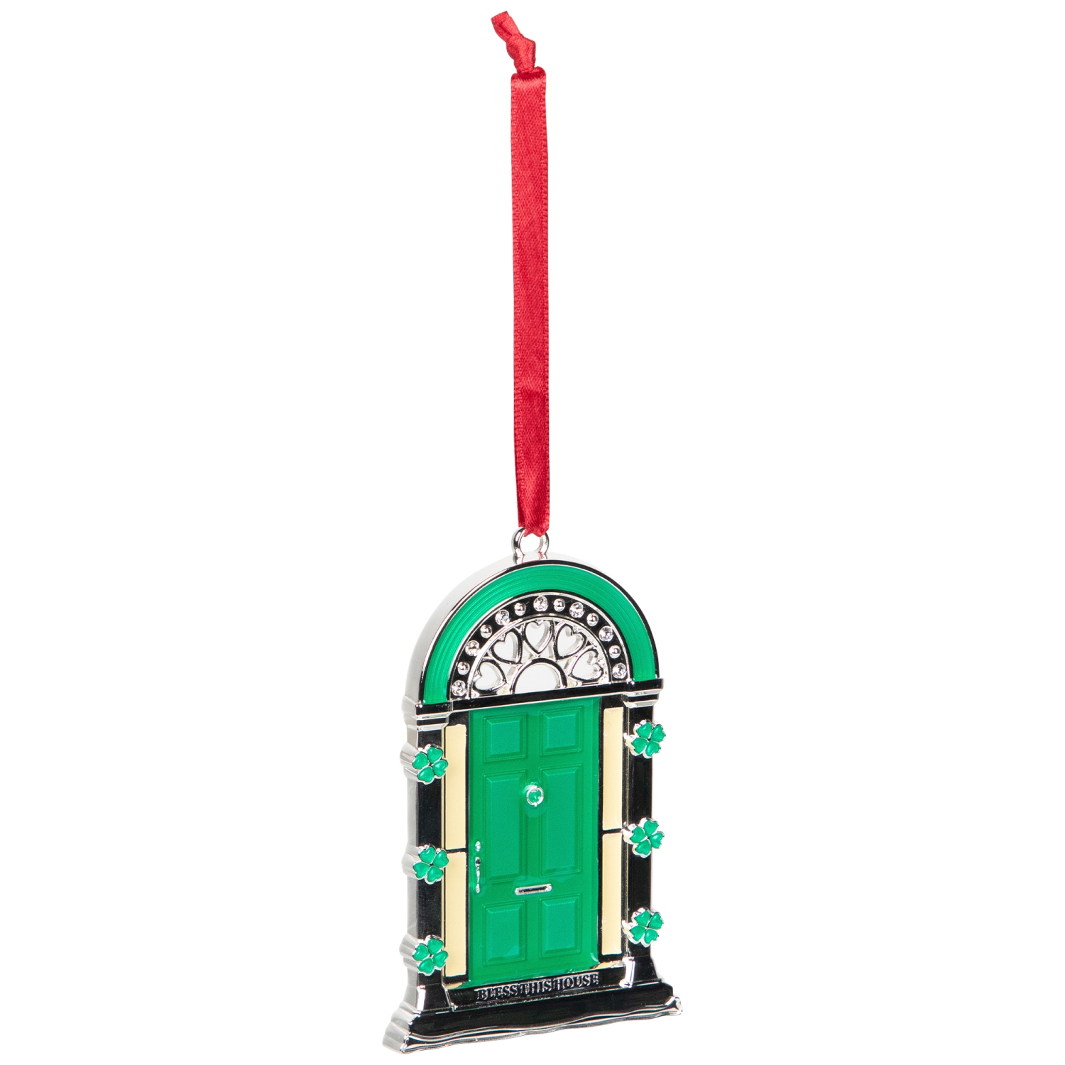 Bless This House Irish Shamrock Door Christmas Ornament - 3.75"