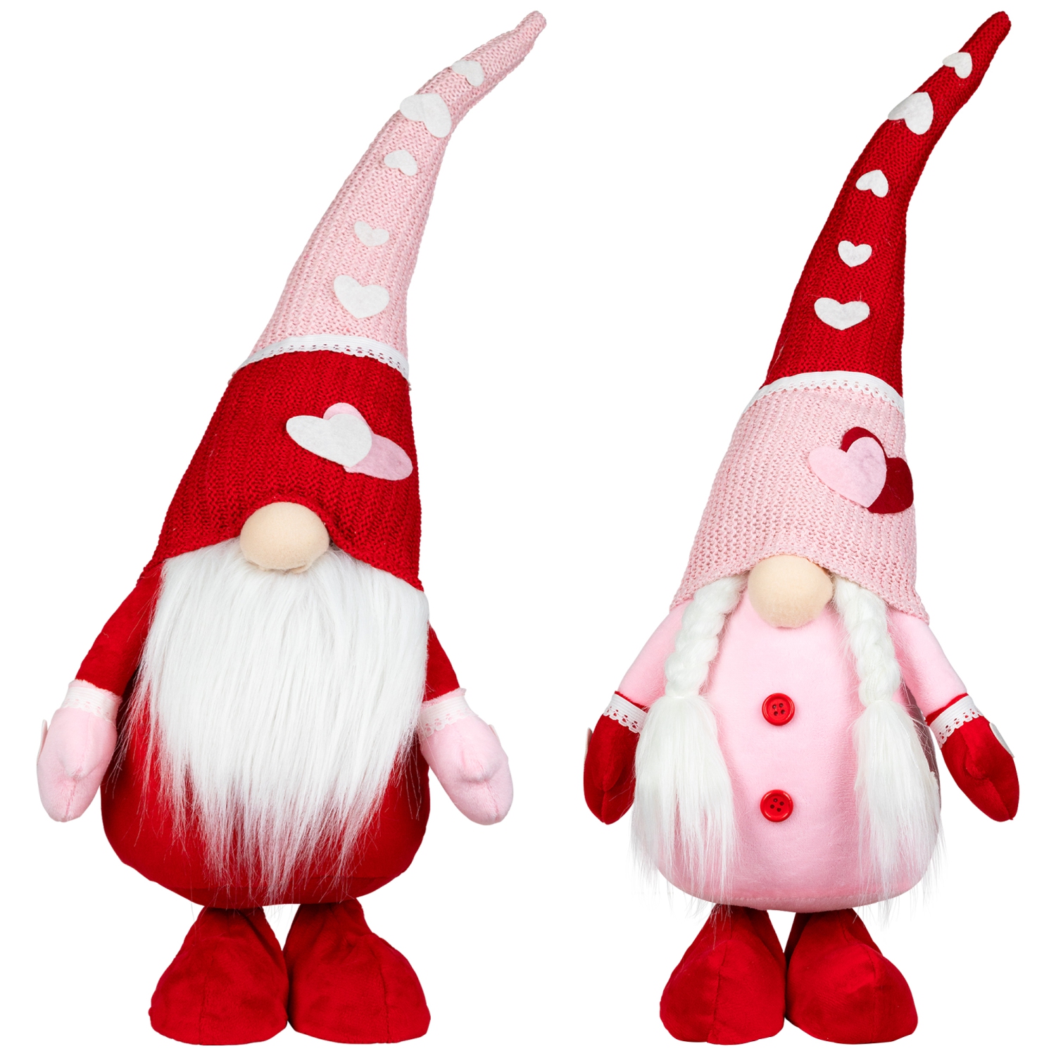 Gnomes with Knitted Hats Valentine's Day Decoration - 23" - Set of 2