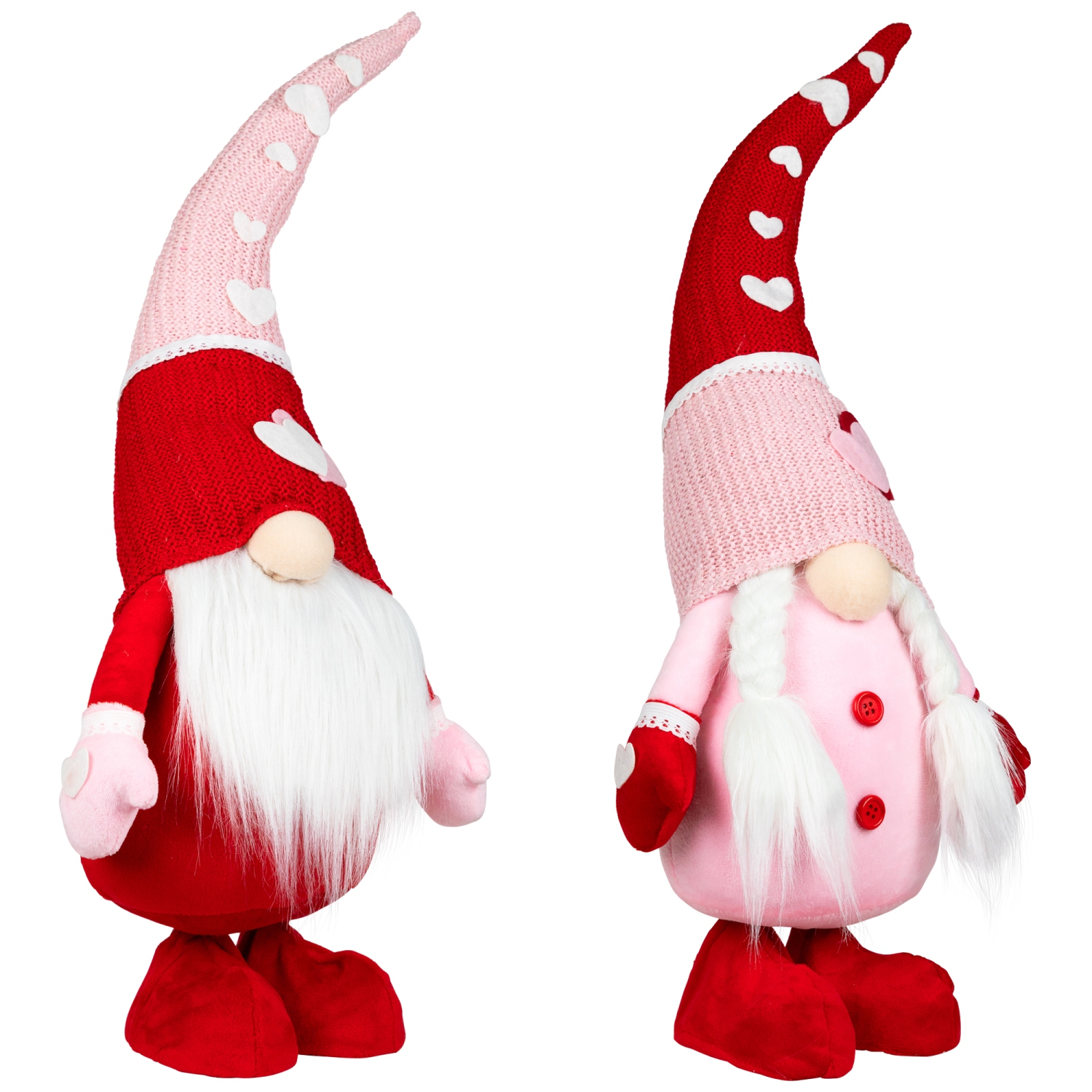 Gnomes with Knitted Hats Valentine's Day Decoration - 23" - Set of 2
